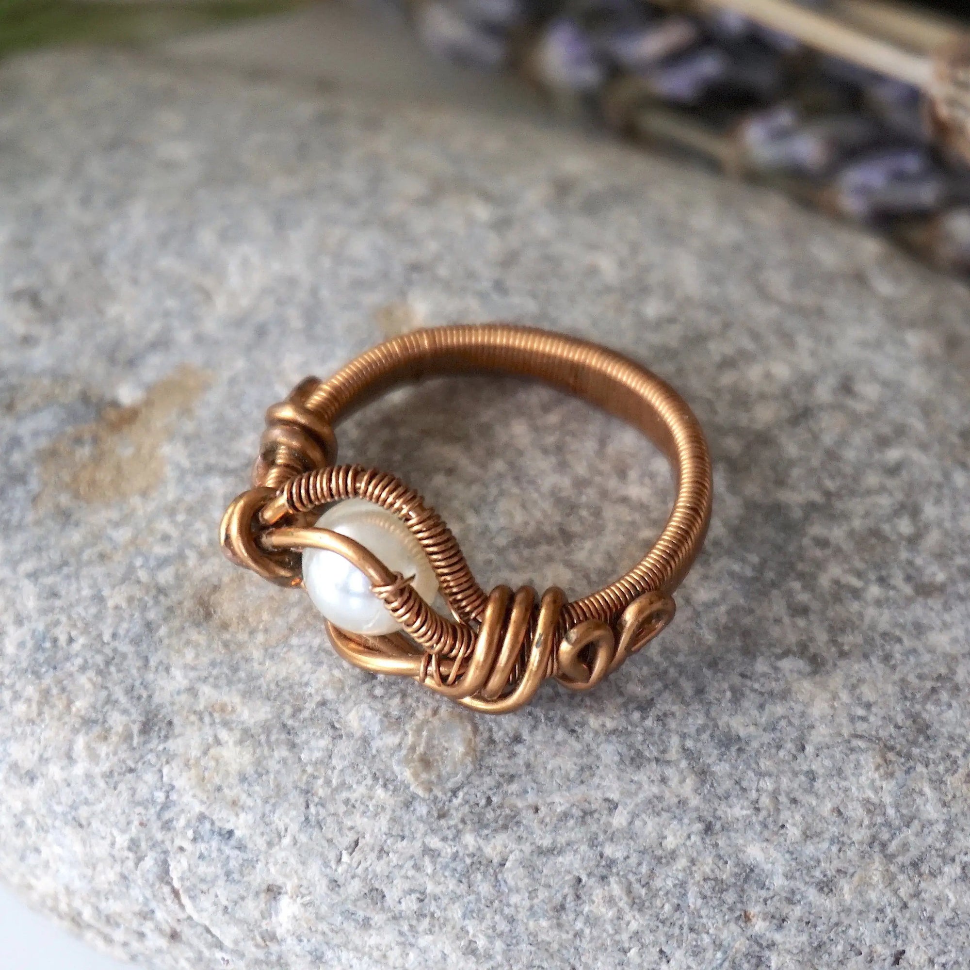Pearl Ring in Antique Bronze DesignsbyNatureGems