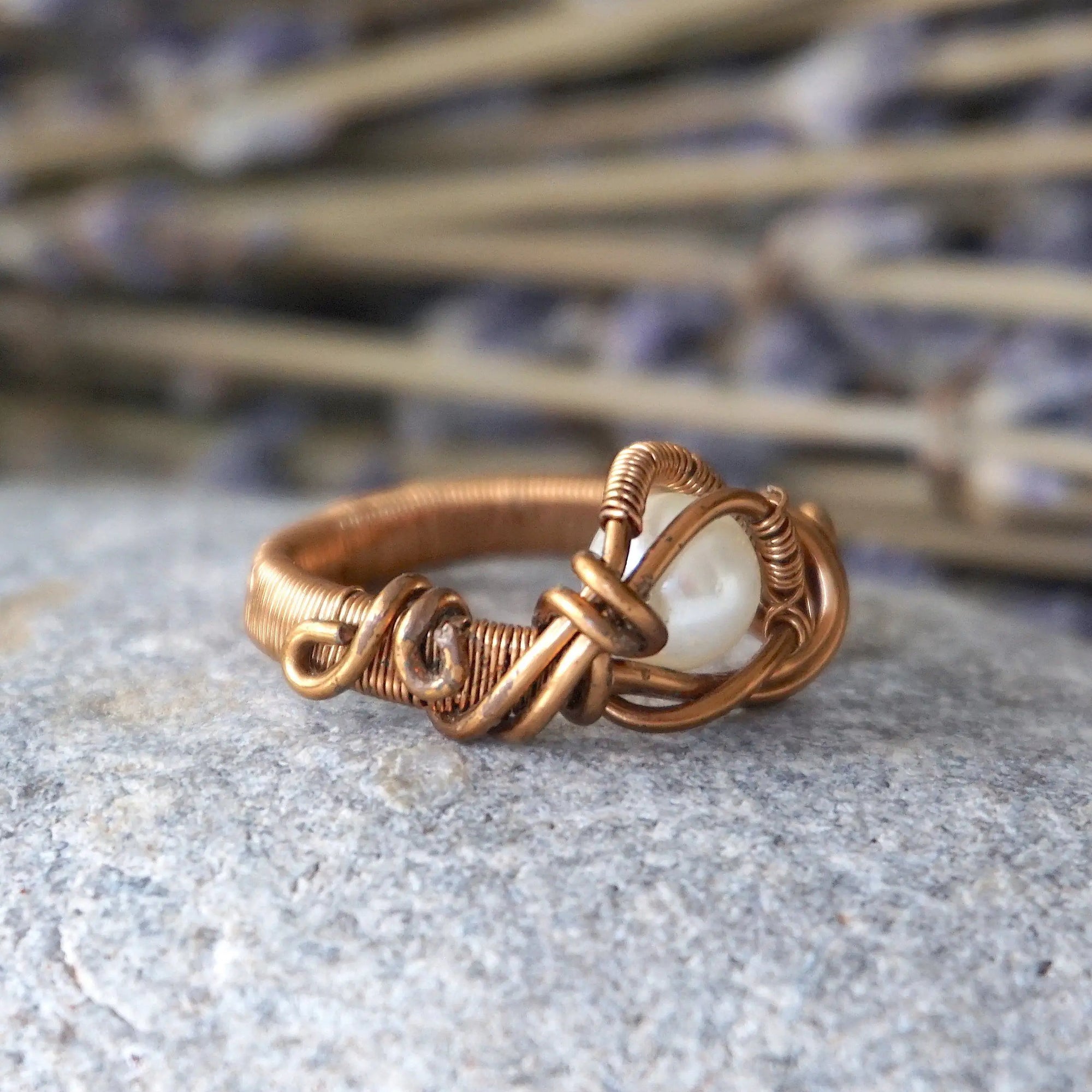 Pearl Ring in Antique Bronze DesignsbyNatureGems