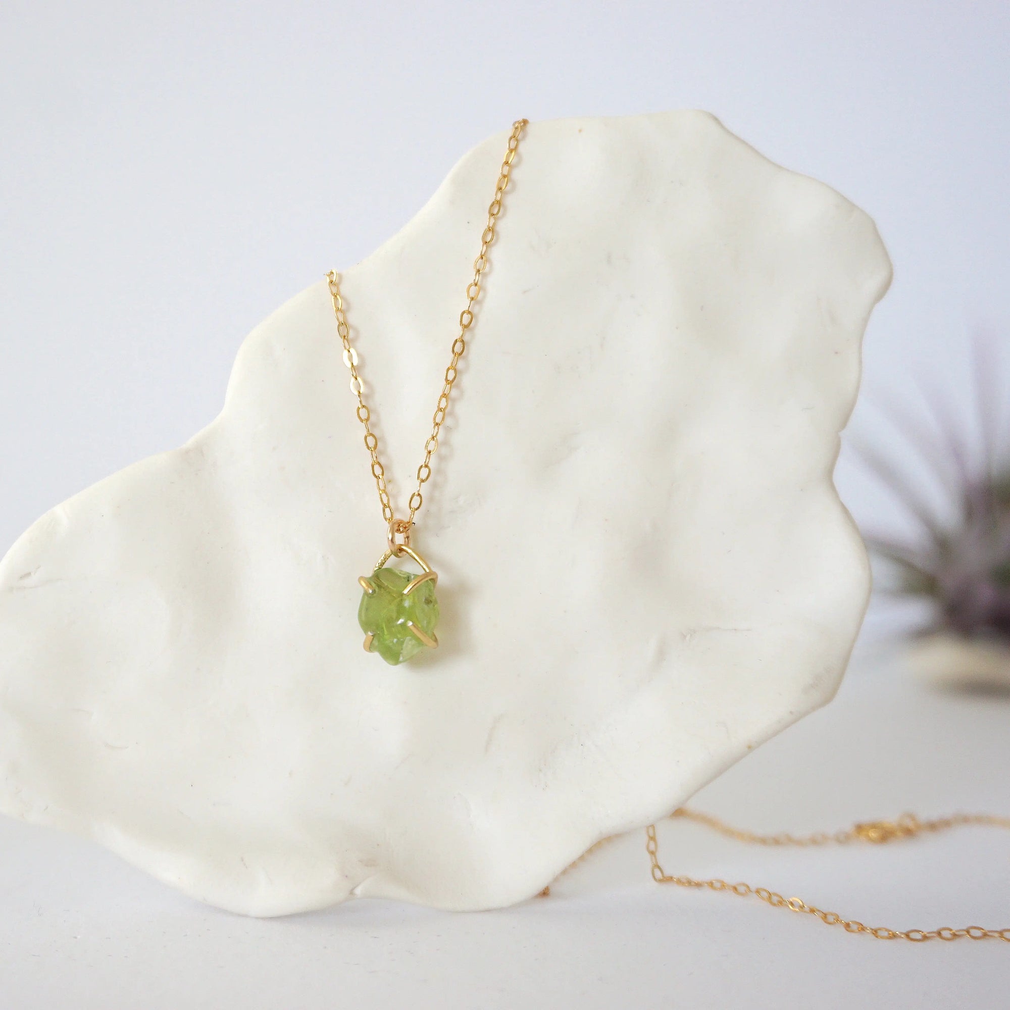 Peridot 14K Gold Filled Huggie Charm Necklace Designs by Nature Gems