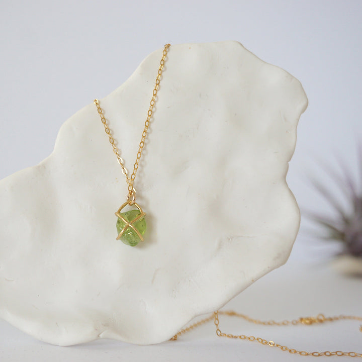 Peridot 14K Gold Filled Huggie Charm Necklace Designs by Nature Gems
