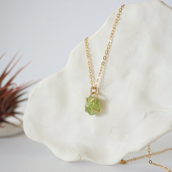 Peridot 14K Gold Filled Huggie Charm Necklace Designs by Nature Gems
