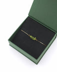 Natural peridot slider bracelet in elegant gift box, ready to give August birthday present for her