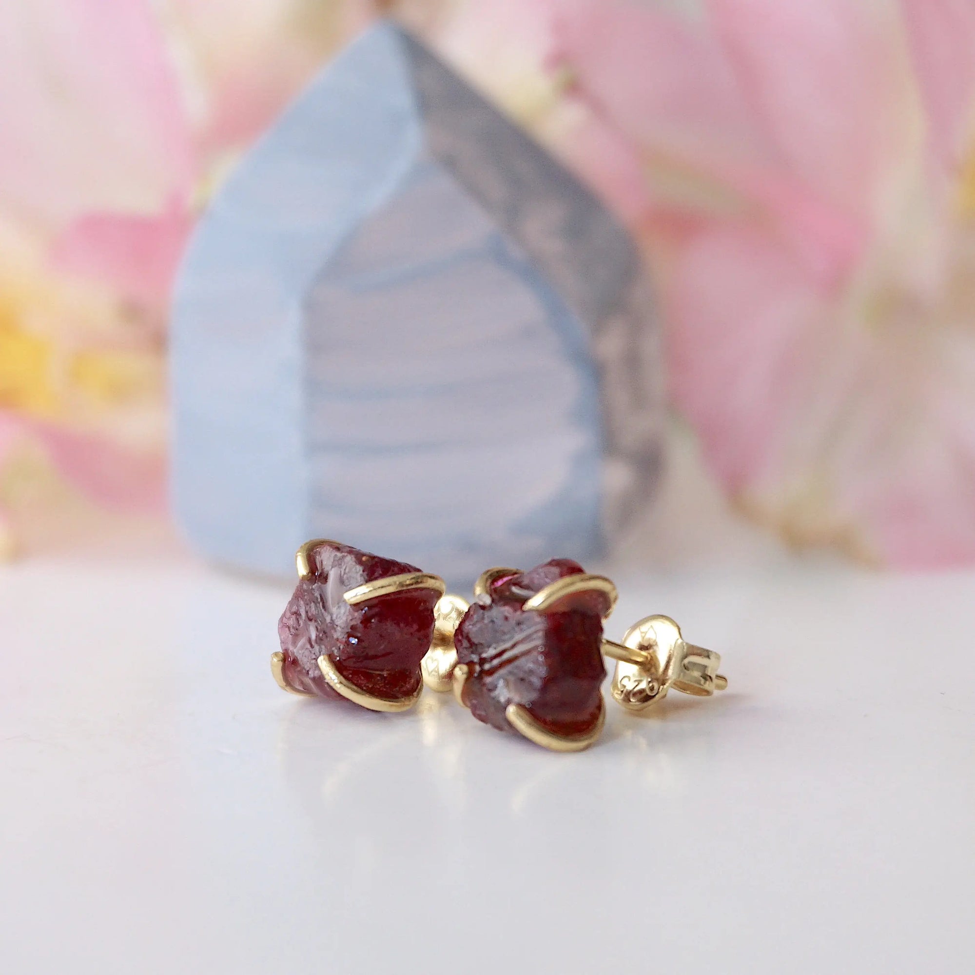 Pink Ruby Earrings - 14k Gold Stud Earrings Designs by Nature Gems