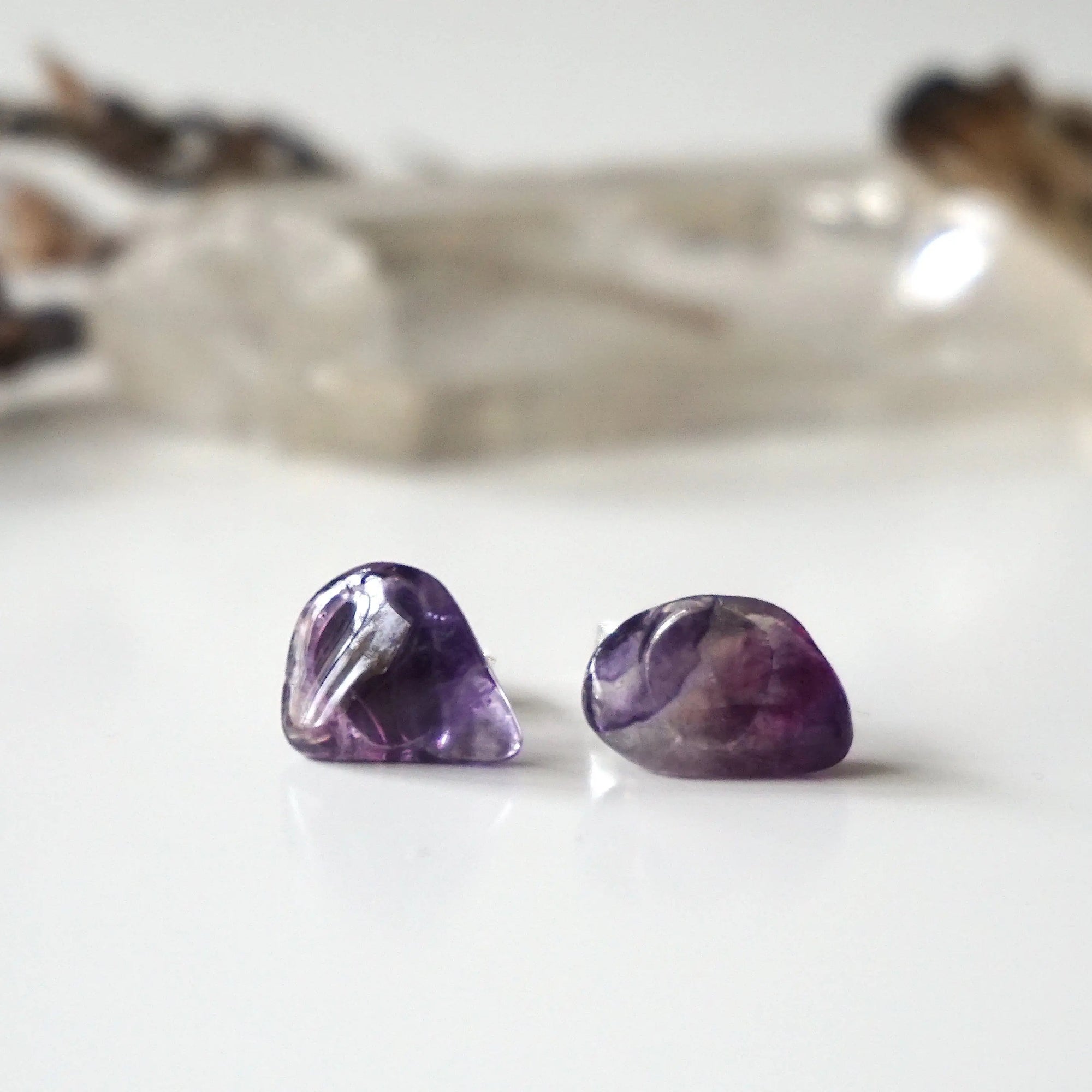Purple Fluorite Stud Earrings Designs by Nature Gems