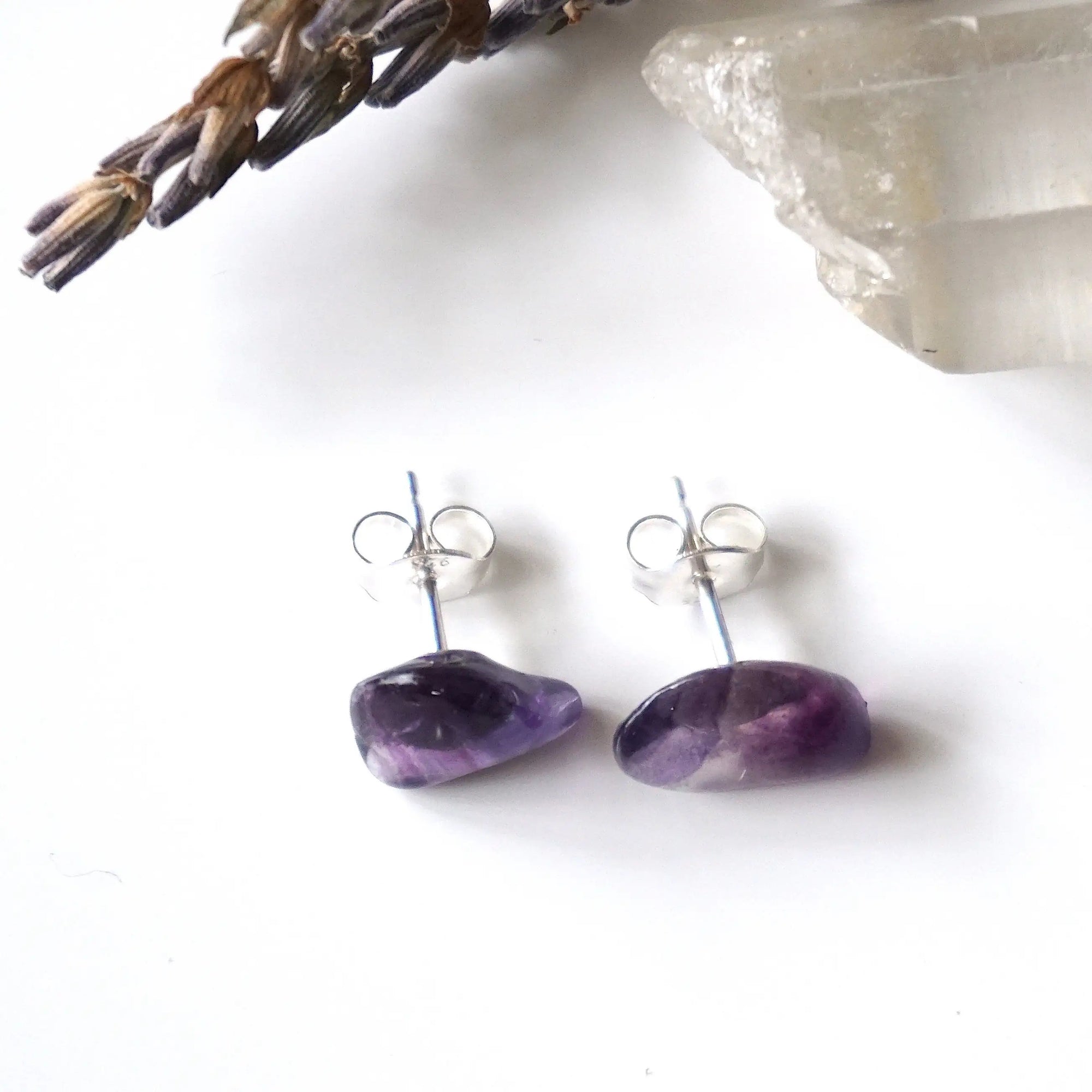 Purple Fluorite Stud Earrings Designs by Nature Gems