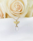 Rainbow Moonstone Necklace - 14K Gold-Filled Lotus Pendant DesignsbyNatureGems