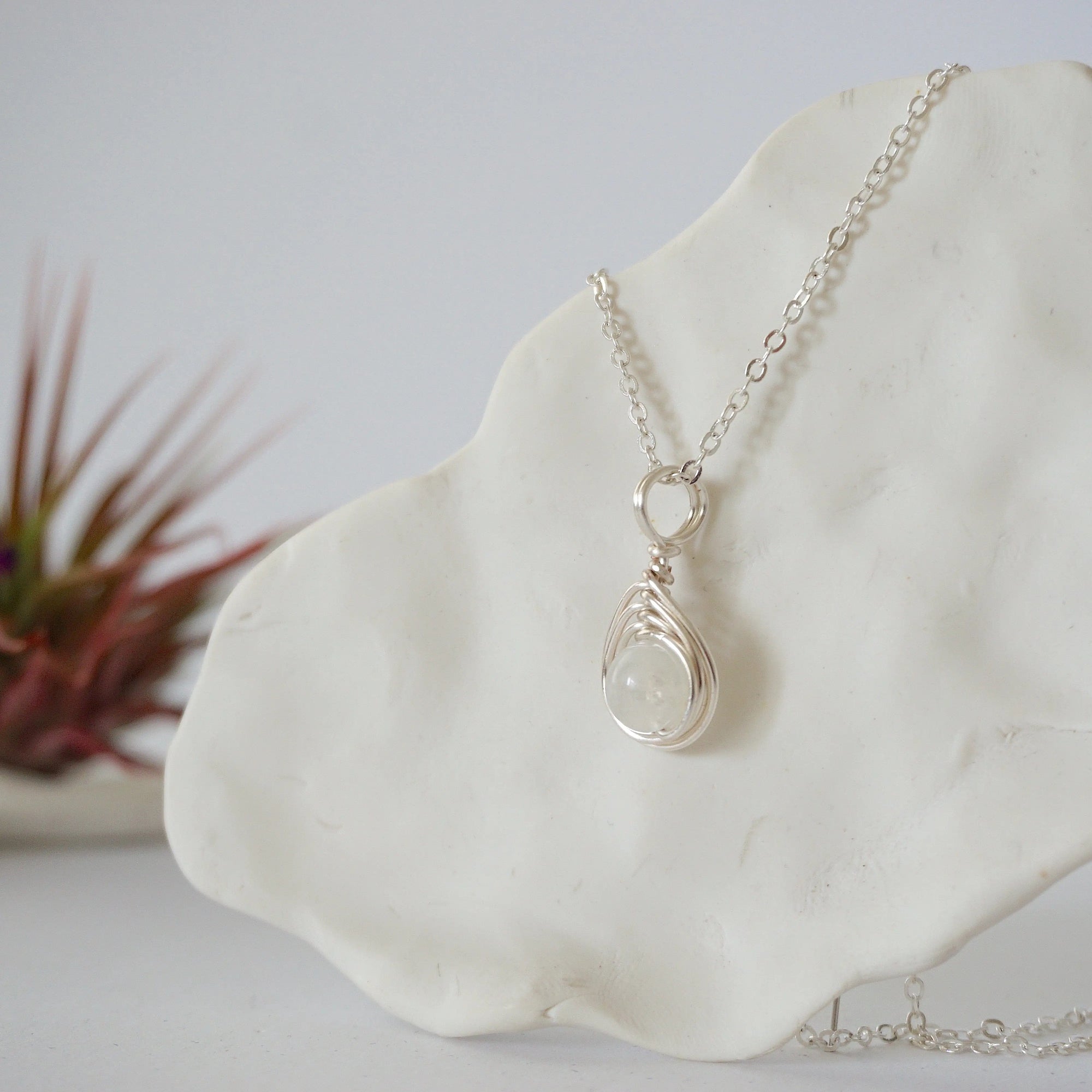 Rainbow Moonstone Silver Plated Bead Charm Necklace Designs by Nature Gems