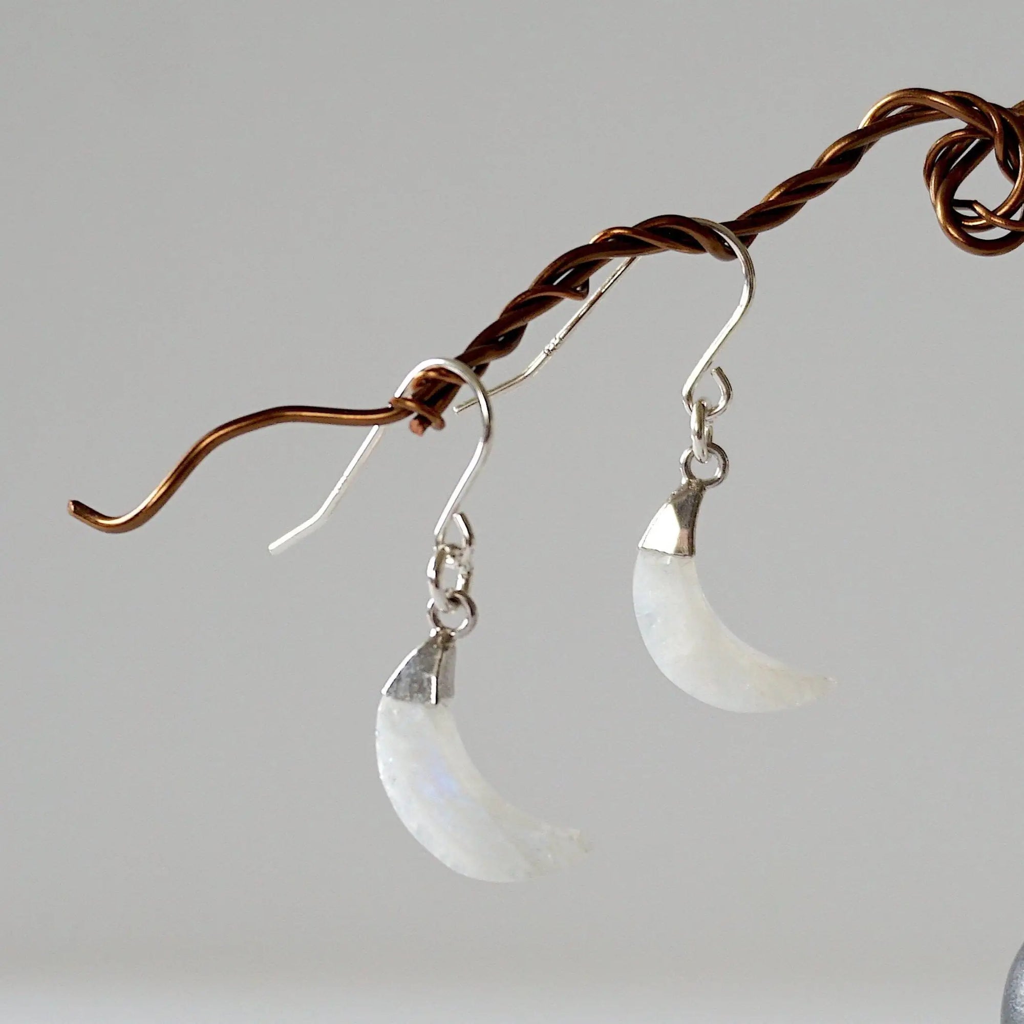 Rainbow Moonstone Sterling Silver Moon Earring Designs by Nature Gems