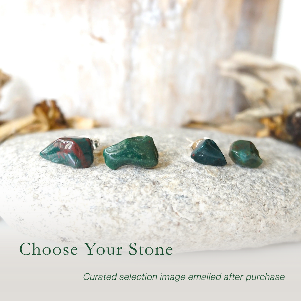 Raw Bloodstone Healing Crystal Earrings - March Birthstone DesignsbyNatureGems