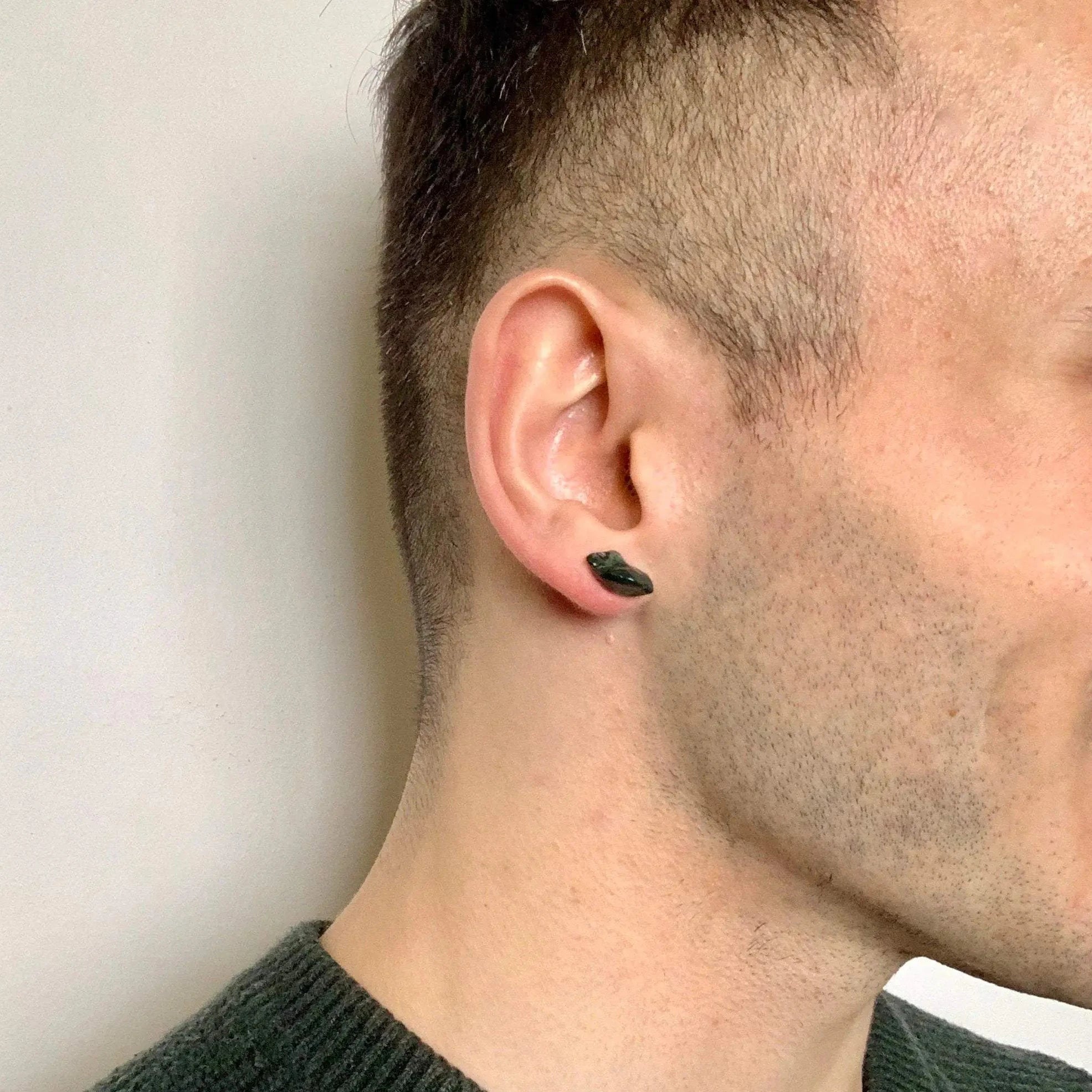 Model Raw Bloodstone Healing Crystal Earrings - March Birthstone DesignsbyNatureGems