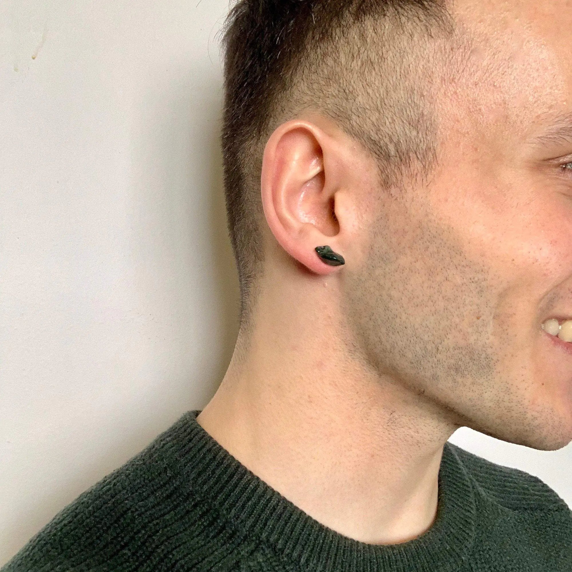 Model Raw Bloodstone Healing Crystal Earrings - March Birthstone DesignsbyNatureGems