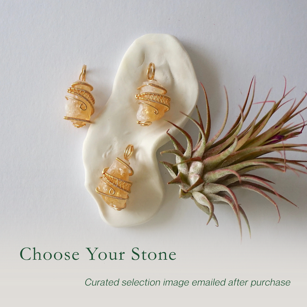 Natural citrine crystal variation showing three different raw unpolished stones - size shape color texture differences unique one of a kind citrine necklace pendants