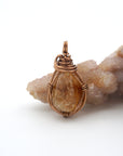 Raw citrine necklace wire wrapped in antique bronze copper - handmade crystal pendant jewelry for women