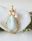Raw Crystal and Pearl Necklace - Gold Plated Pendant - Choose Your Birthstone DesignsbyNatureGems