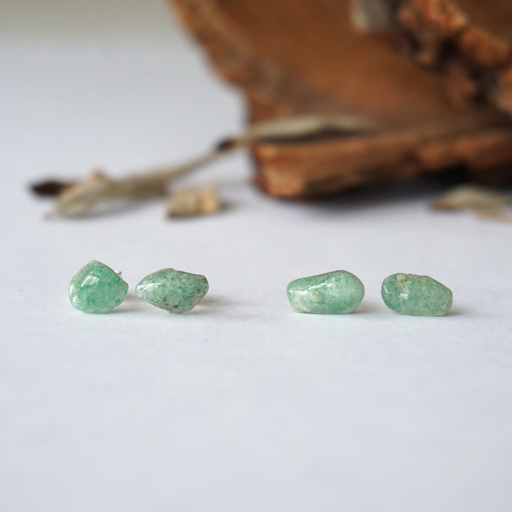 Raw Green Aventurine Crystal Earrings DesignsbyNatureGems
