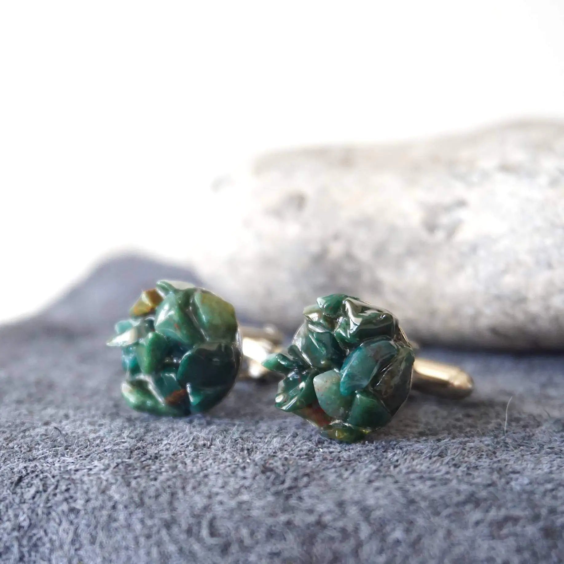 Raw Green Bloodstone Cufflinks DesignsbyNatureGems