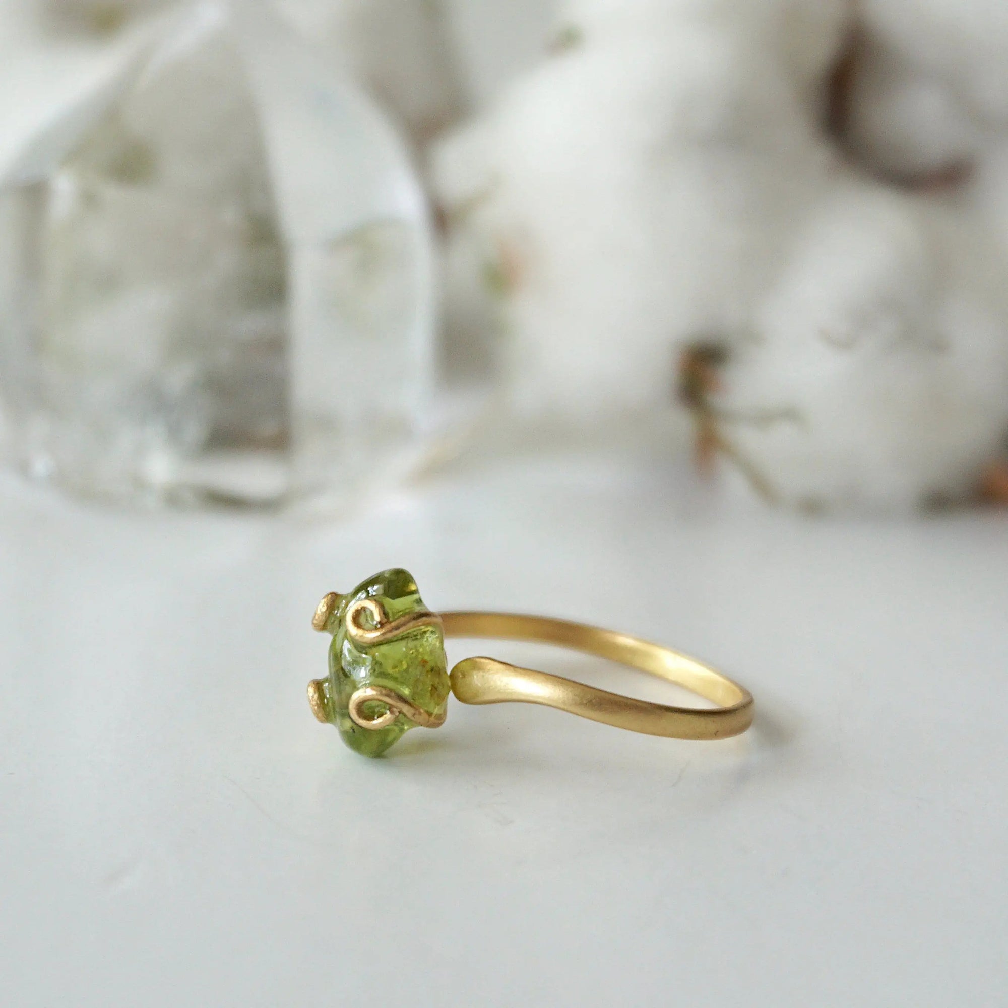 Raw Green Peridot Adjustable Ring - 14K Gold-Filled DesignsbyNatureGems