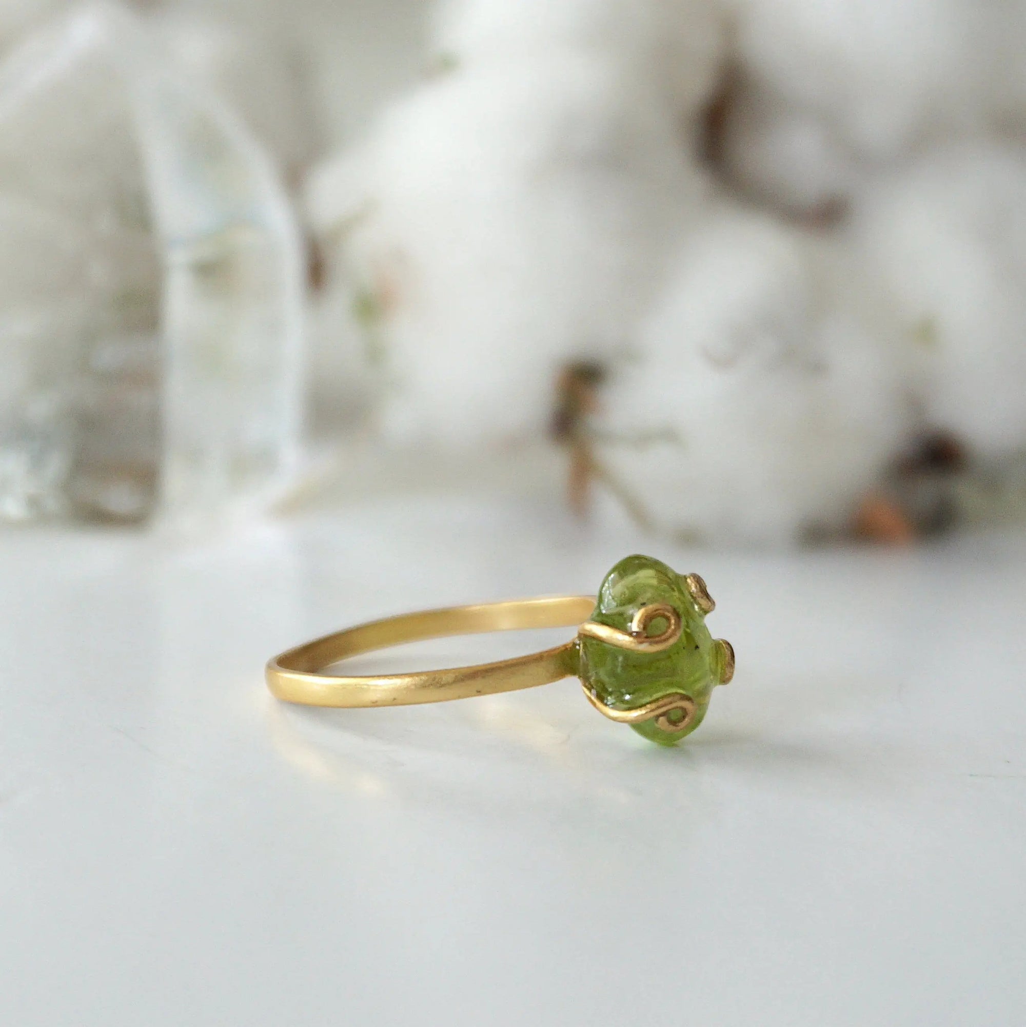 Raw Green Peridot Adjustable Ring - 14K Gold-Filled DesignsbyNatureGems