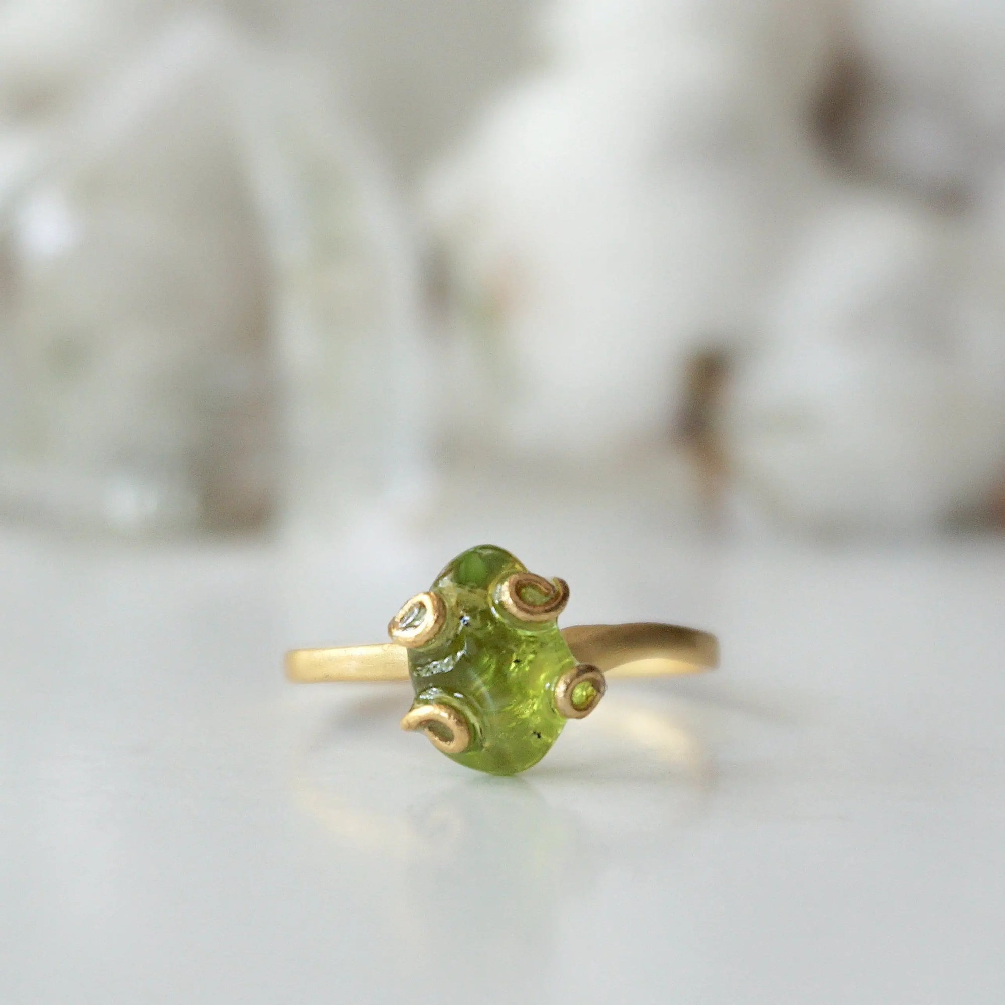 Raw Green Peridot Adjustable Ring - 14K Gold-Filled DesignsbyNatureGems