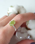 Raw Green Peridot Crystal Adjustable Ring - Sterling Silver DesignsbyNatureGems