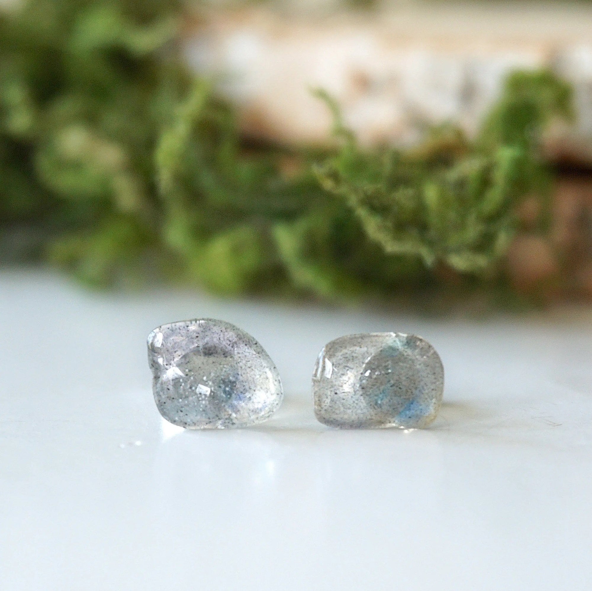 Raw Labradorite Stud Earrings DesignsbyNatureGems