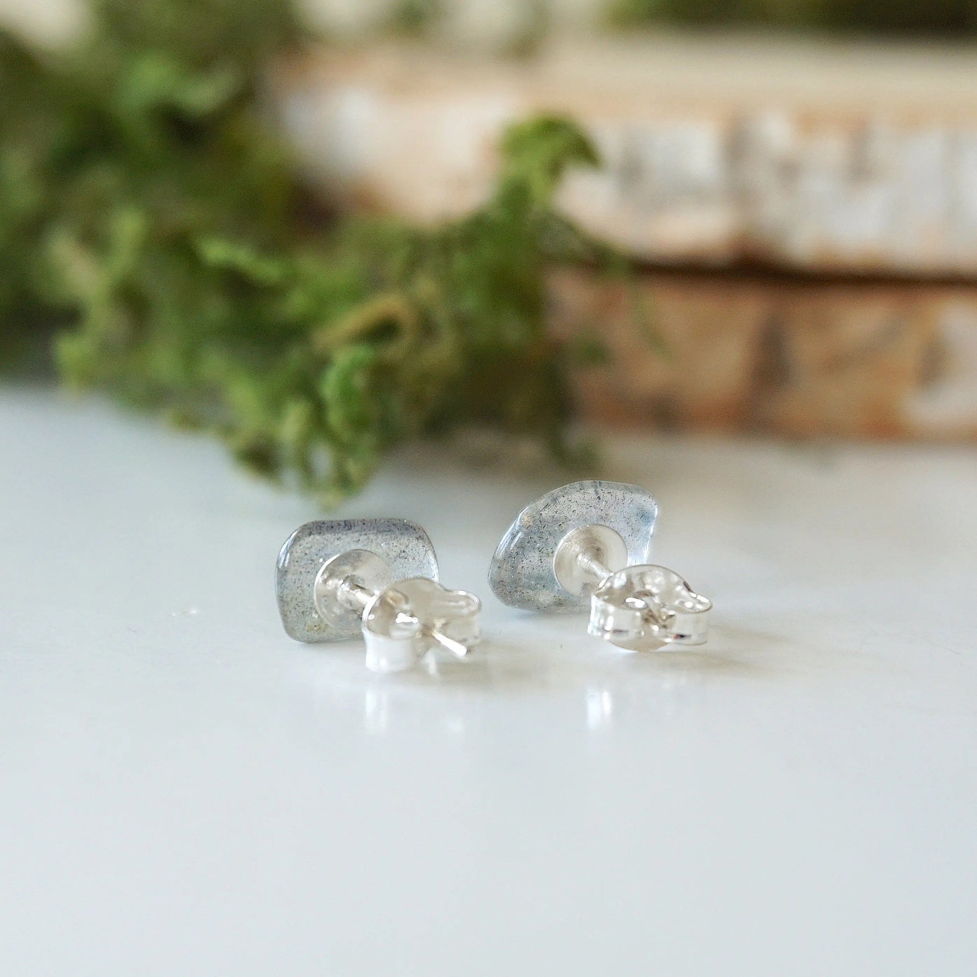 Raw Labradorite Stud Earrings DesignsbyNatureGems