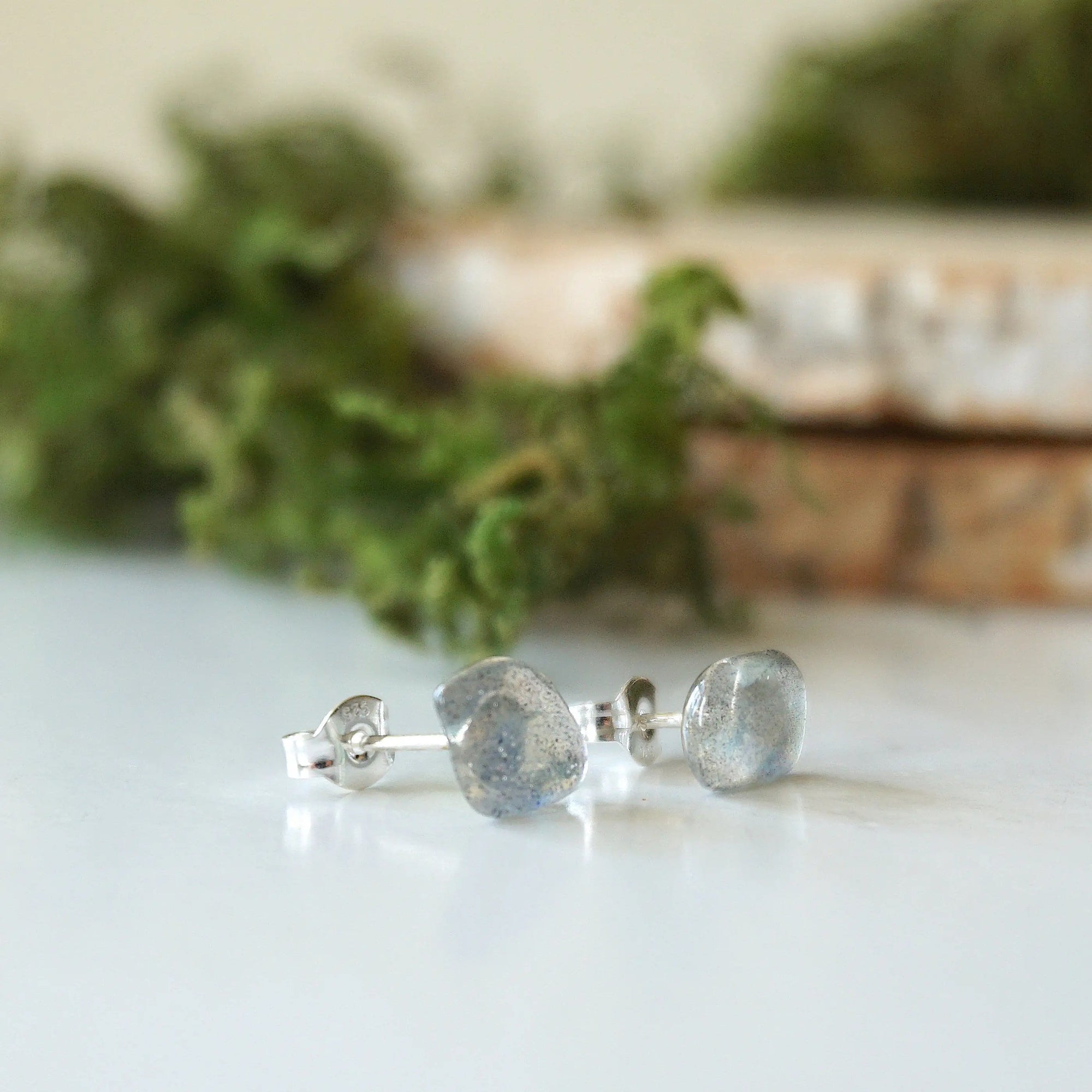 Raw Labradorite Stud Earrings DesignsbyNatureGems