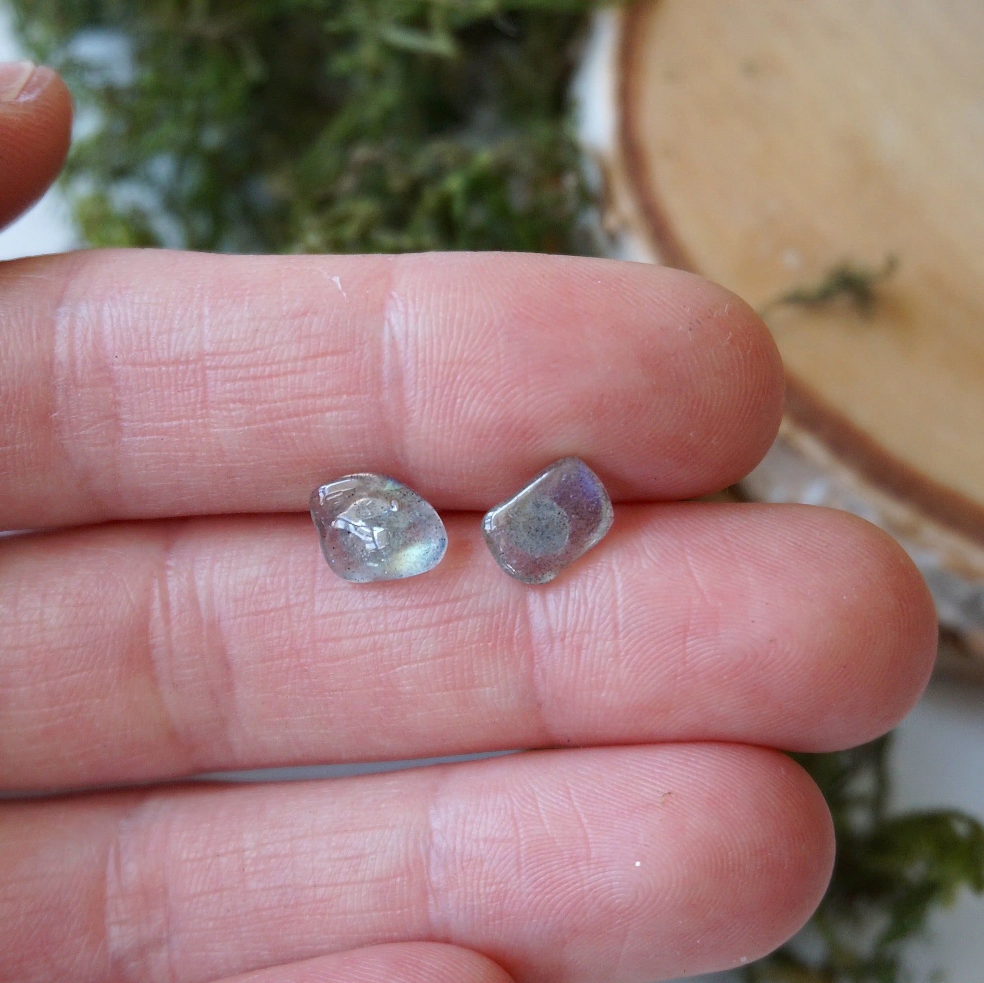 Raw Labradorite Stud Earrings DesignsbyNatureGems