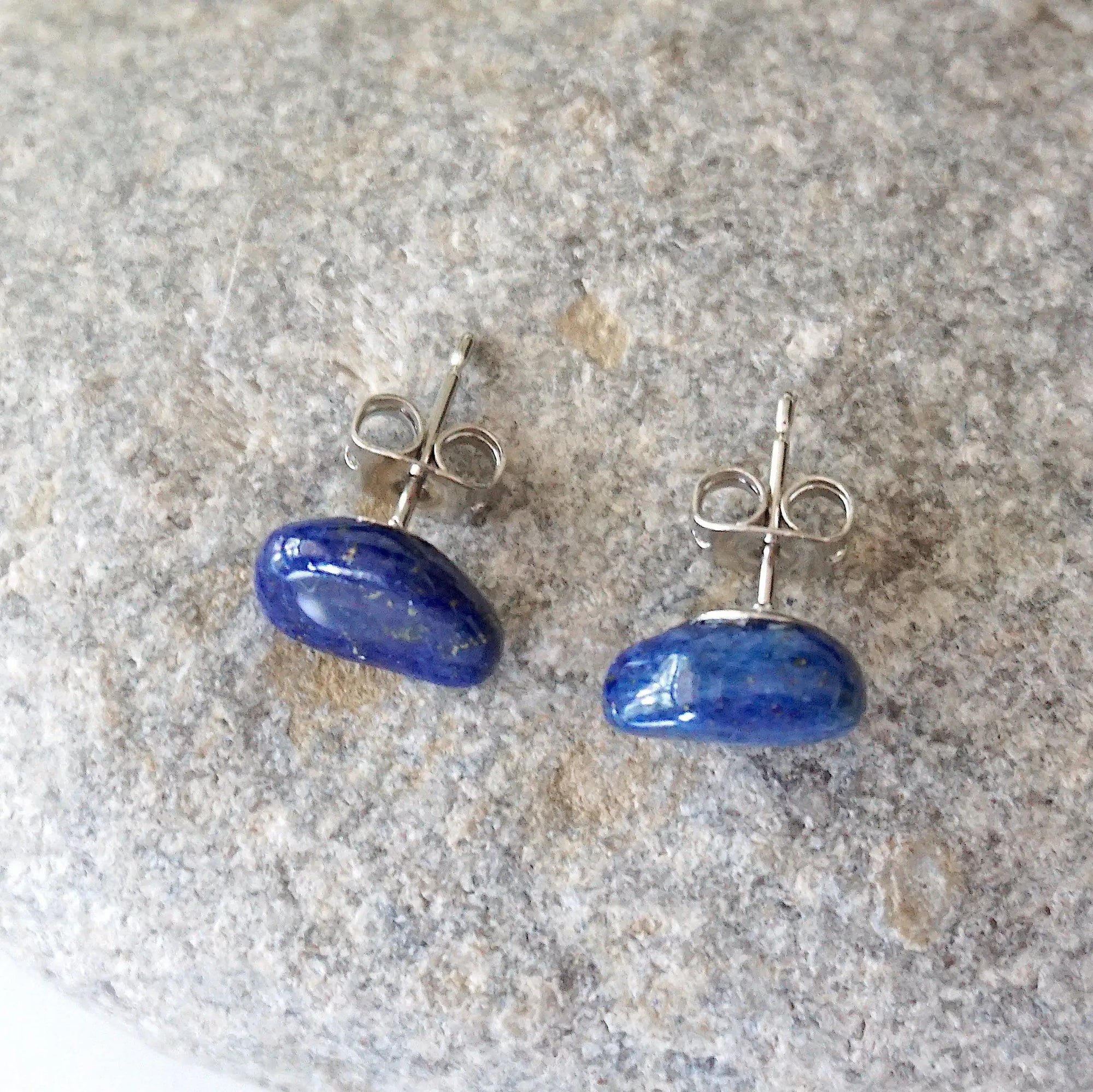 Raw Lapis Lazuli Crystal Earrings DesignsbyNatureGems
