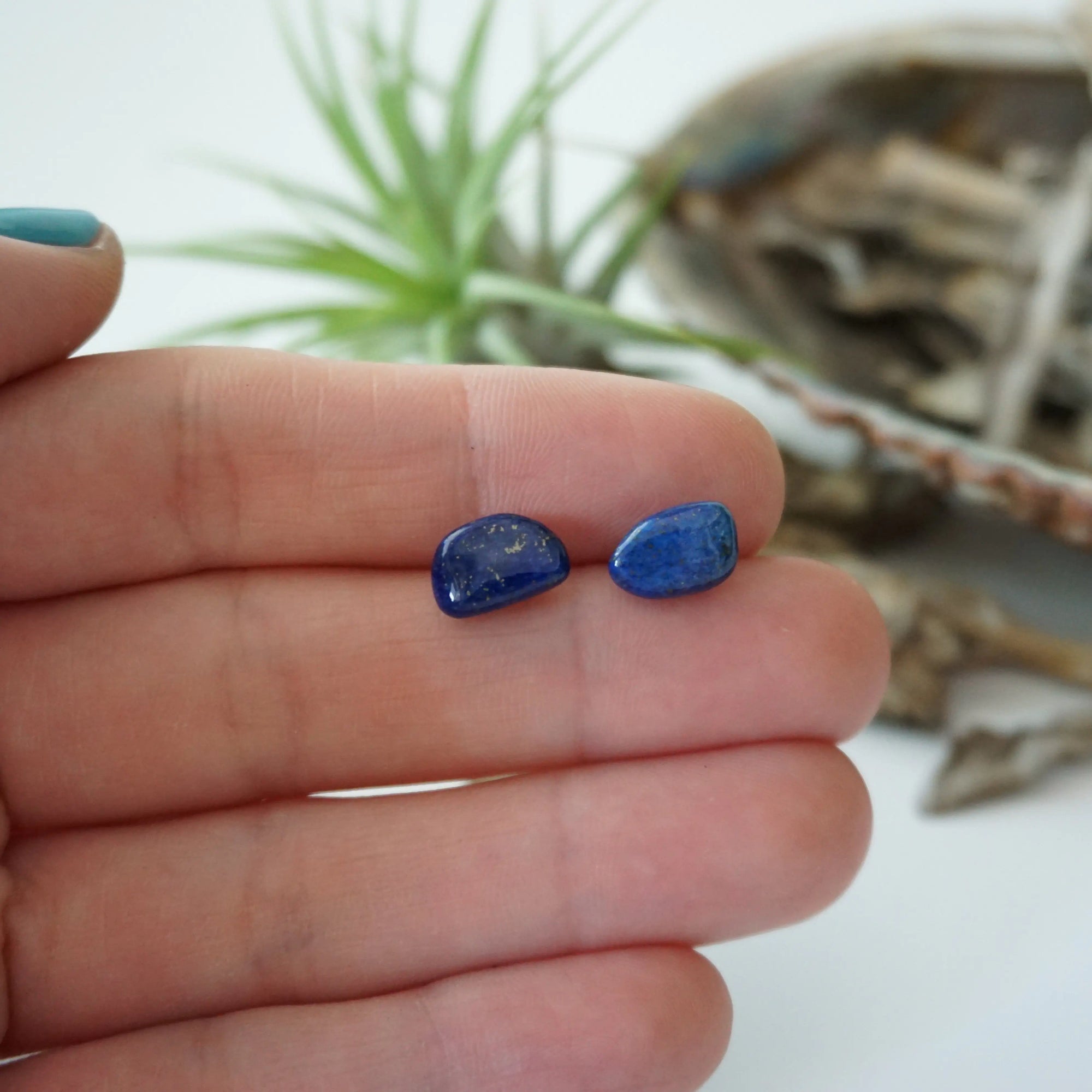 Raw Lapis Lazuli Crystal Earrings DesignsbyNatureGems