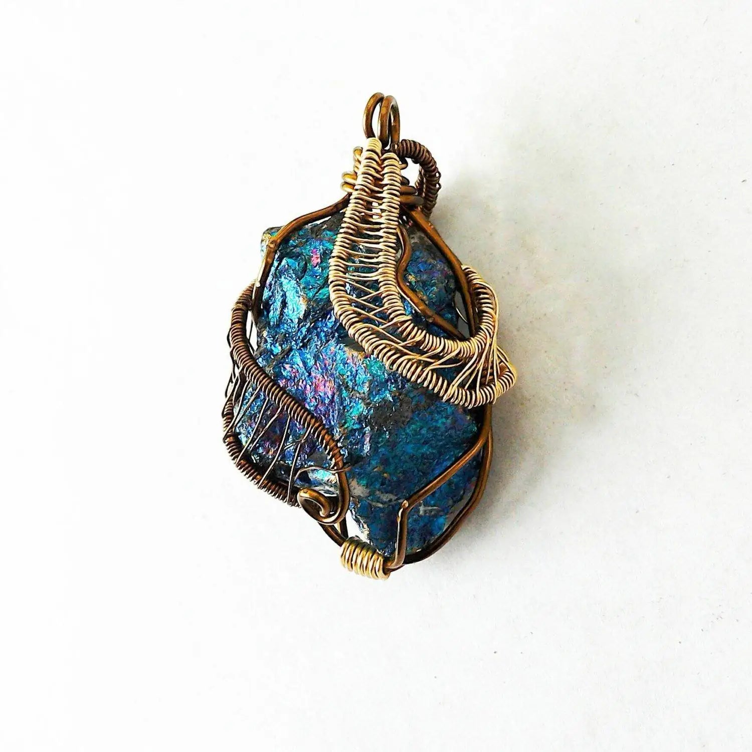 Raw Peacock Ore Crystal Pendant - Bornite Necklace DesignsbyNatureGems