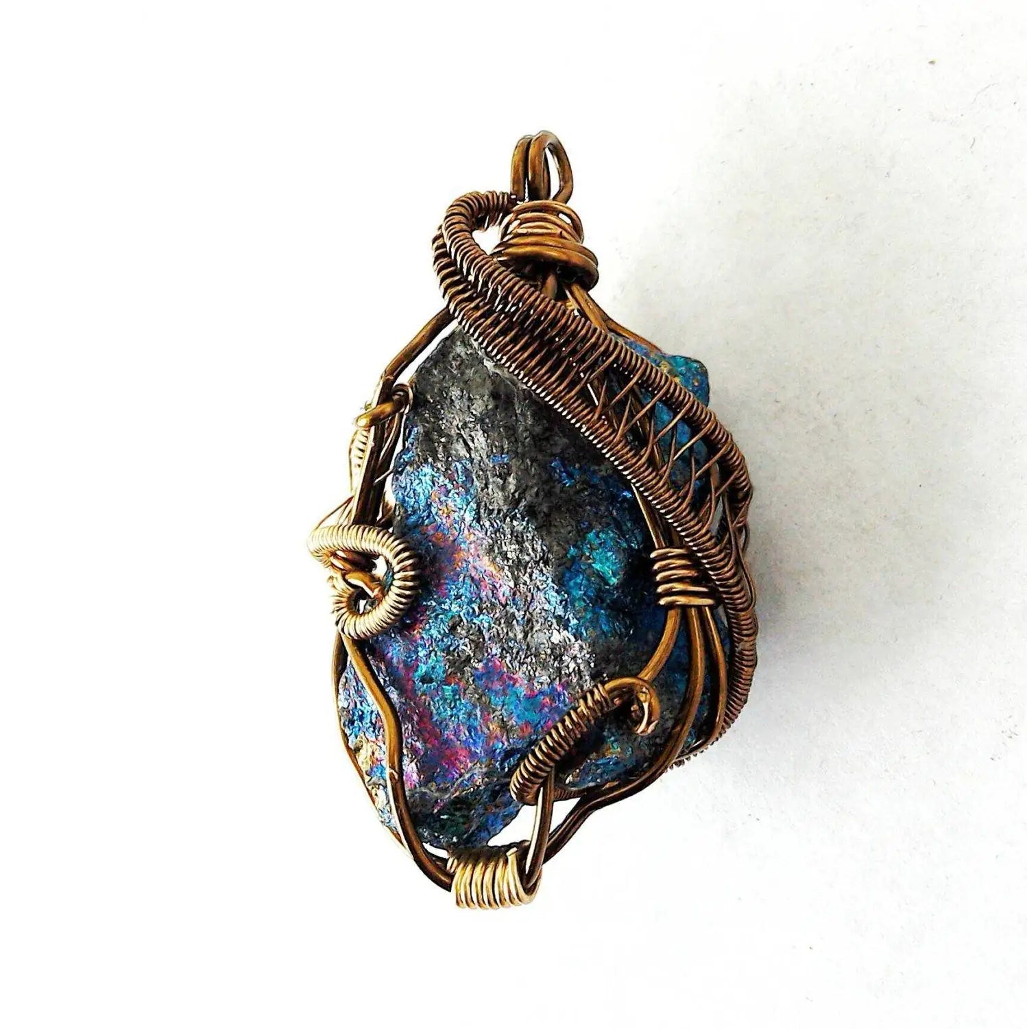 Raw Peacock Ore Crystal Pendant - Bornite Necklace DesignsbyNatureGems