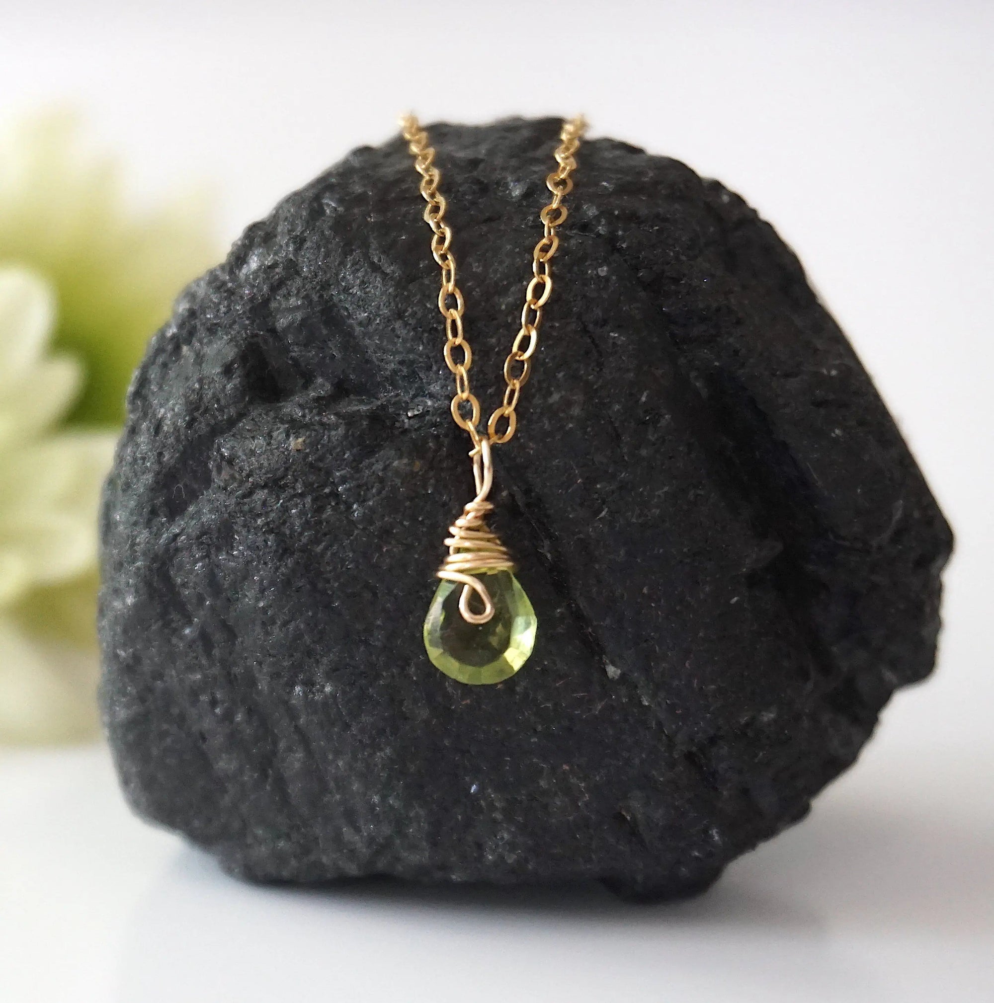 Raw Peridot Charm Necklace - 14K Gold-Filled DesignsbyNatureGems