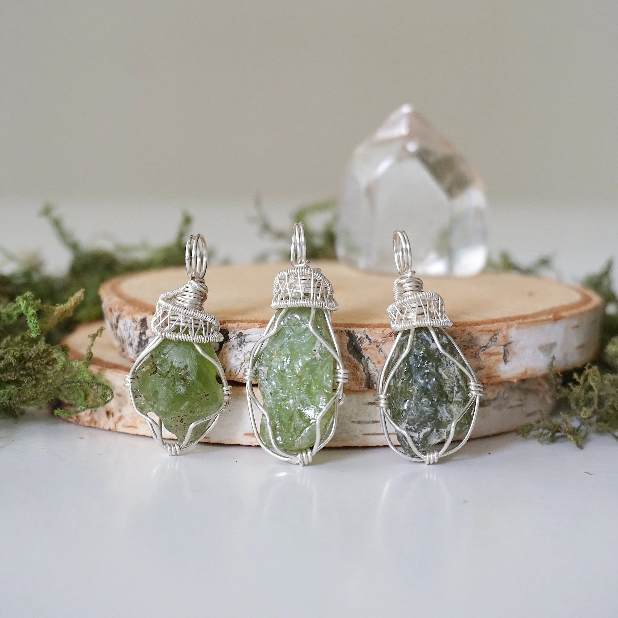 Raw Peridot Necklace - Sterling Silver DesignsbyNatureGems