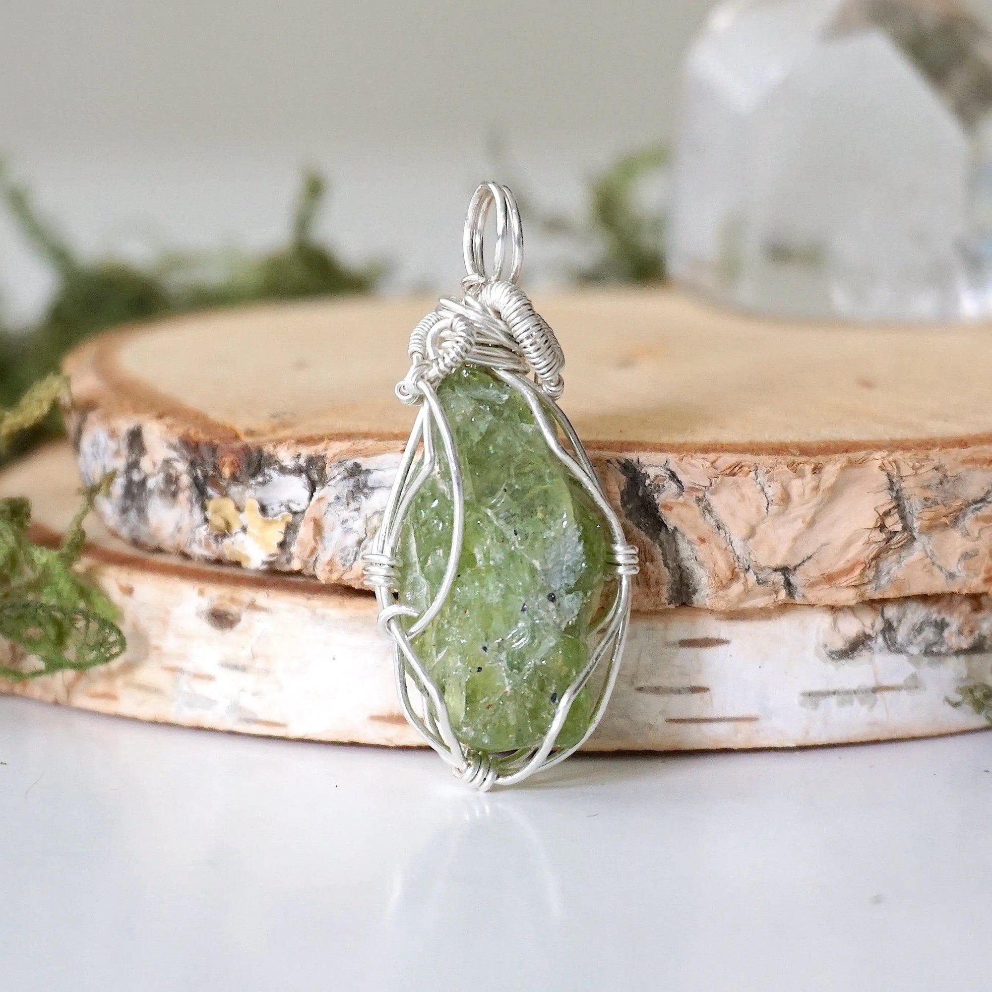 Raw Peridot Necklace - Sterling Silver DesignsbyNatureGems