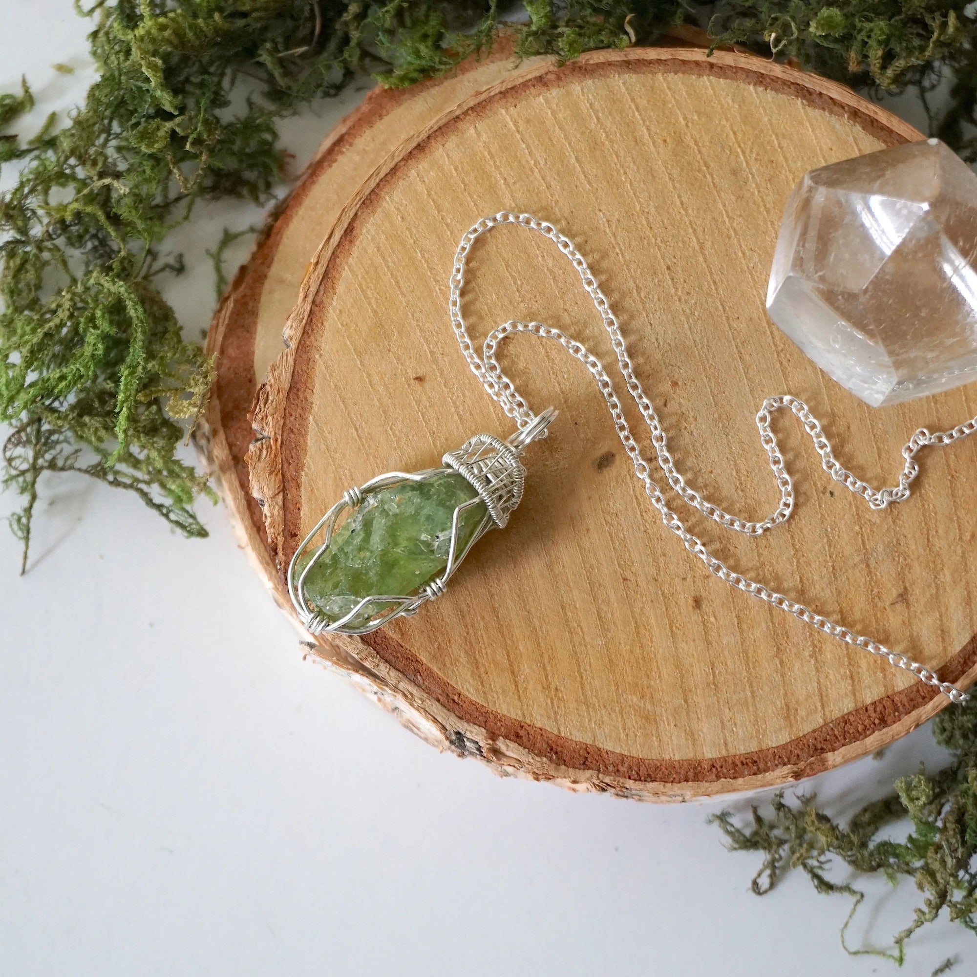 Raw Peridot Necklace - Sterling Silver DesignsbyNatureGems