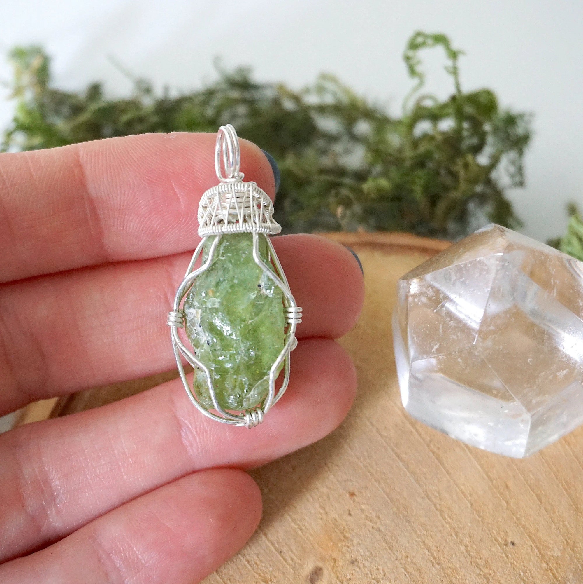 Raw Peridot Necklace - Sterling Silver DesignsbyNatureGems