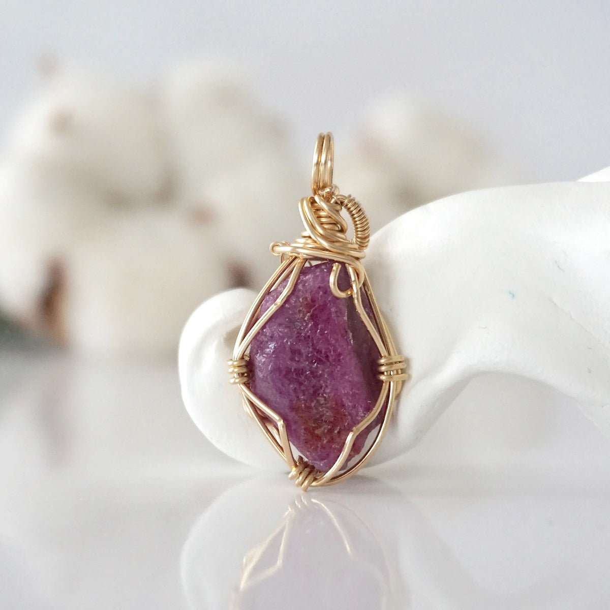 Rew Pink Raw Pink Ruby Necklace in 14k Gold Filled | July Birthstone Jewelry ...