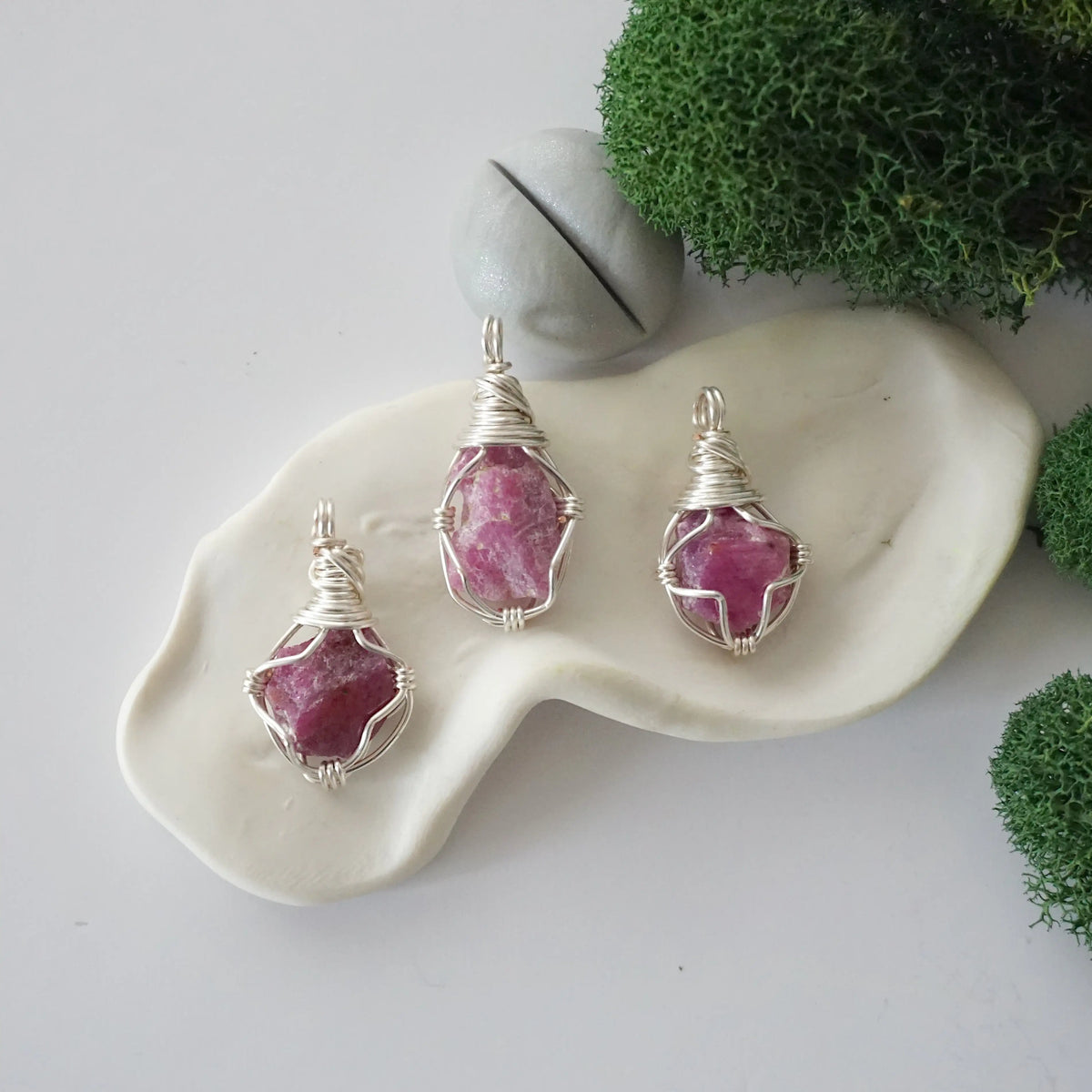 Rew Pink Raw Pink Ruby Necklace | Handcrafted July Birthstone Jewelry Pendant ...