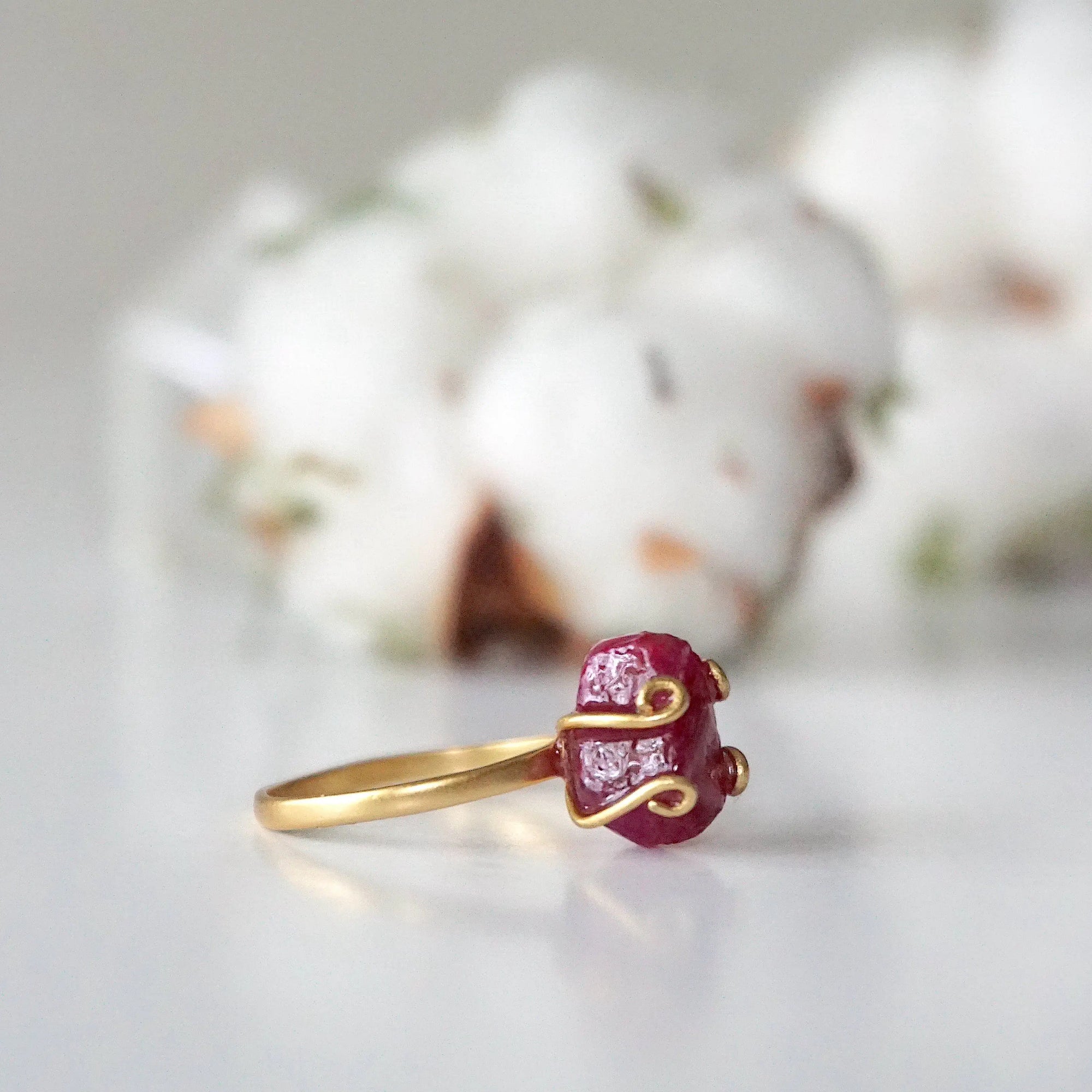 Raw Pink Ruby Ring - 14K Gold-Filled DesignsbyNatureGems