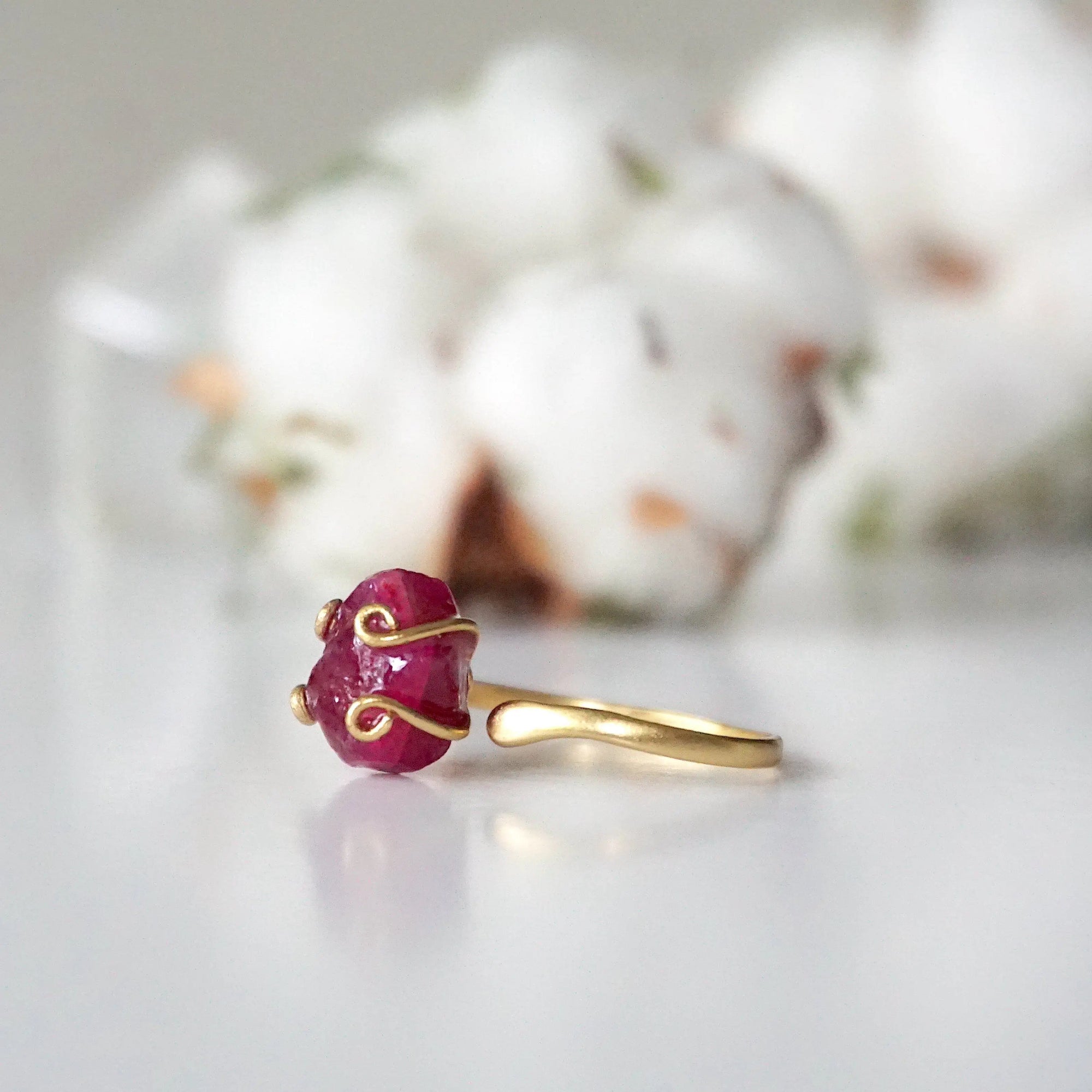 Raw Pink Ruby Ring - 14K Gold-Filled DesignsbyNatureGems
