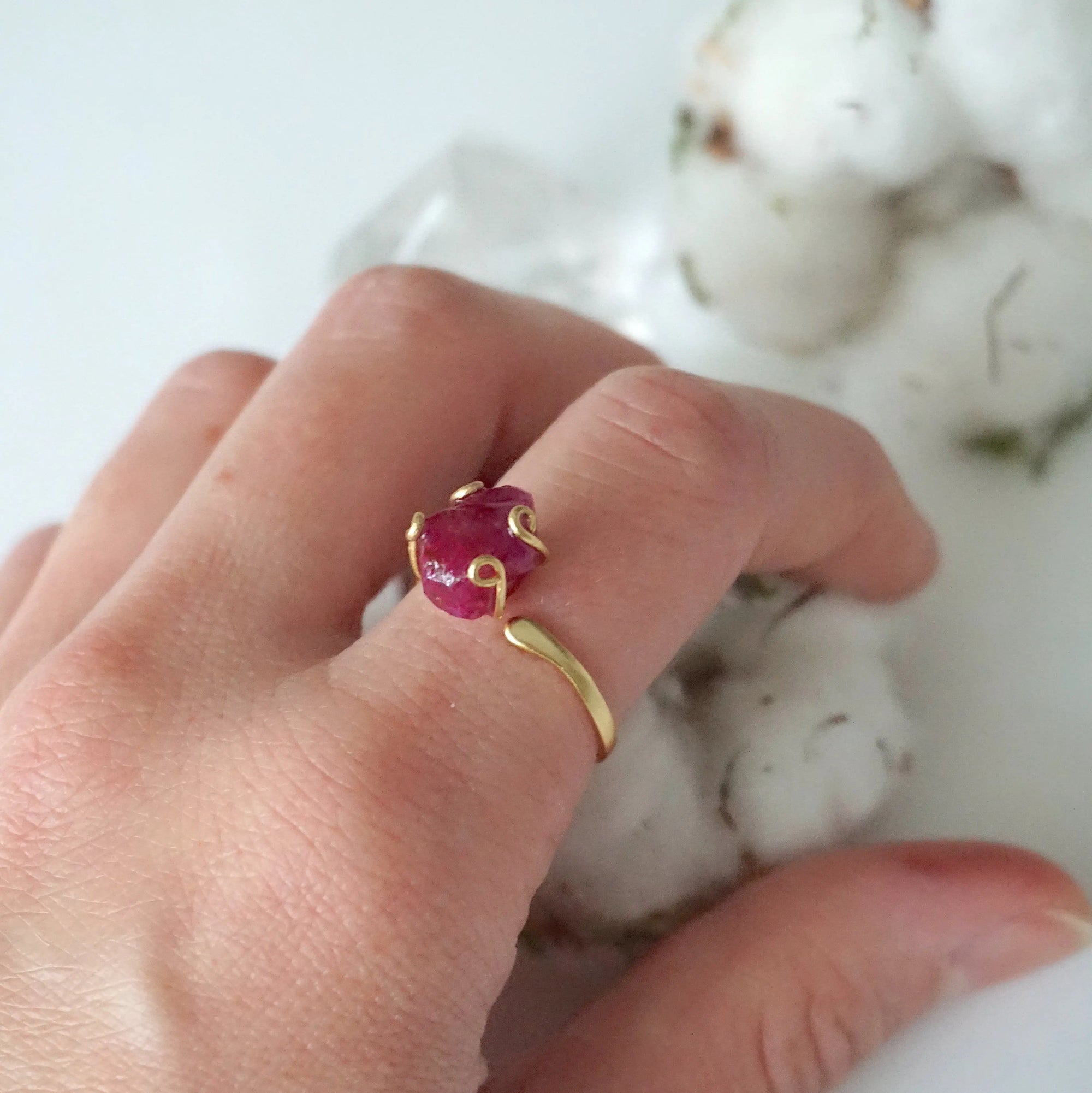 Raw Pink Ruby Ring - 14K Gold-Filled DesignsbyNatureGems