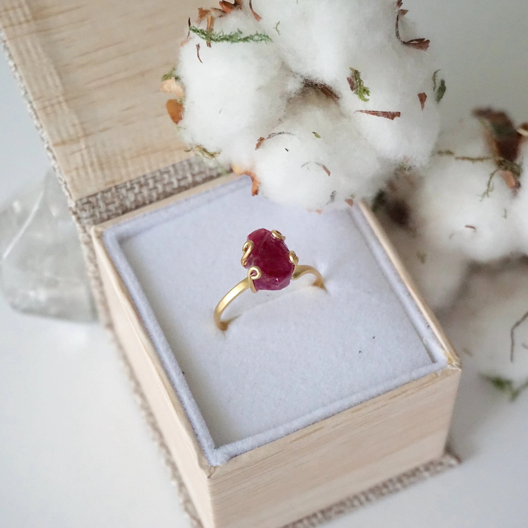 Raw Pink Ruby Ring - 14K Gold-Filled DesignsbyNatureGems