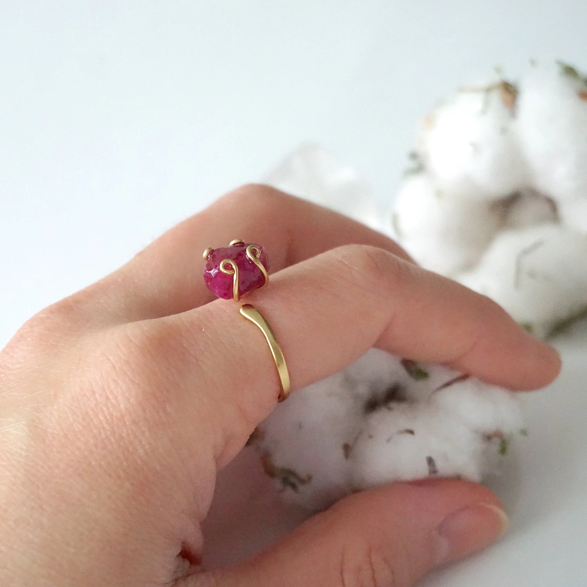 Raw Pink Ruby Ring - 14K Gold-Filled DesignsbyNatureGems