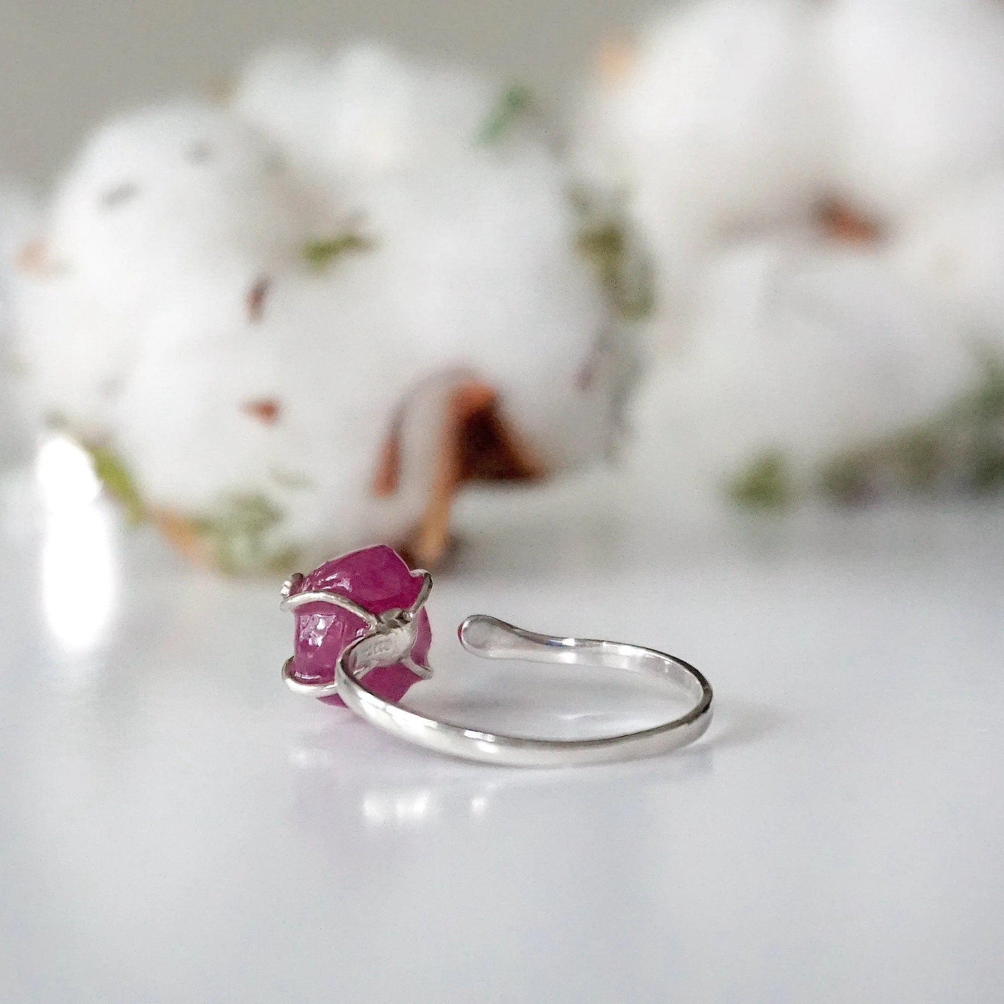 Raw Pink Ruby Ring - Sterling Silver DesignsbyNatureGems