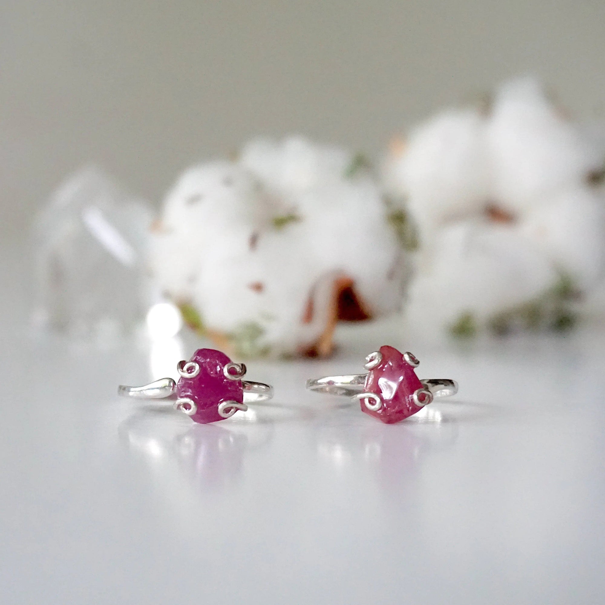 Raw Pink Ruby Ring - Sterling Silver DesignsbyNatureGems