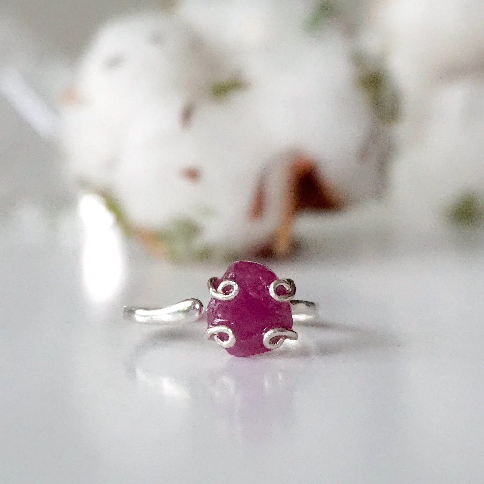 Raw Pink Ruby Ring - Sterling Silver DesignsbyNatureGems