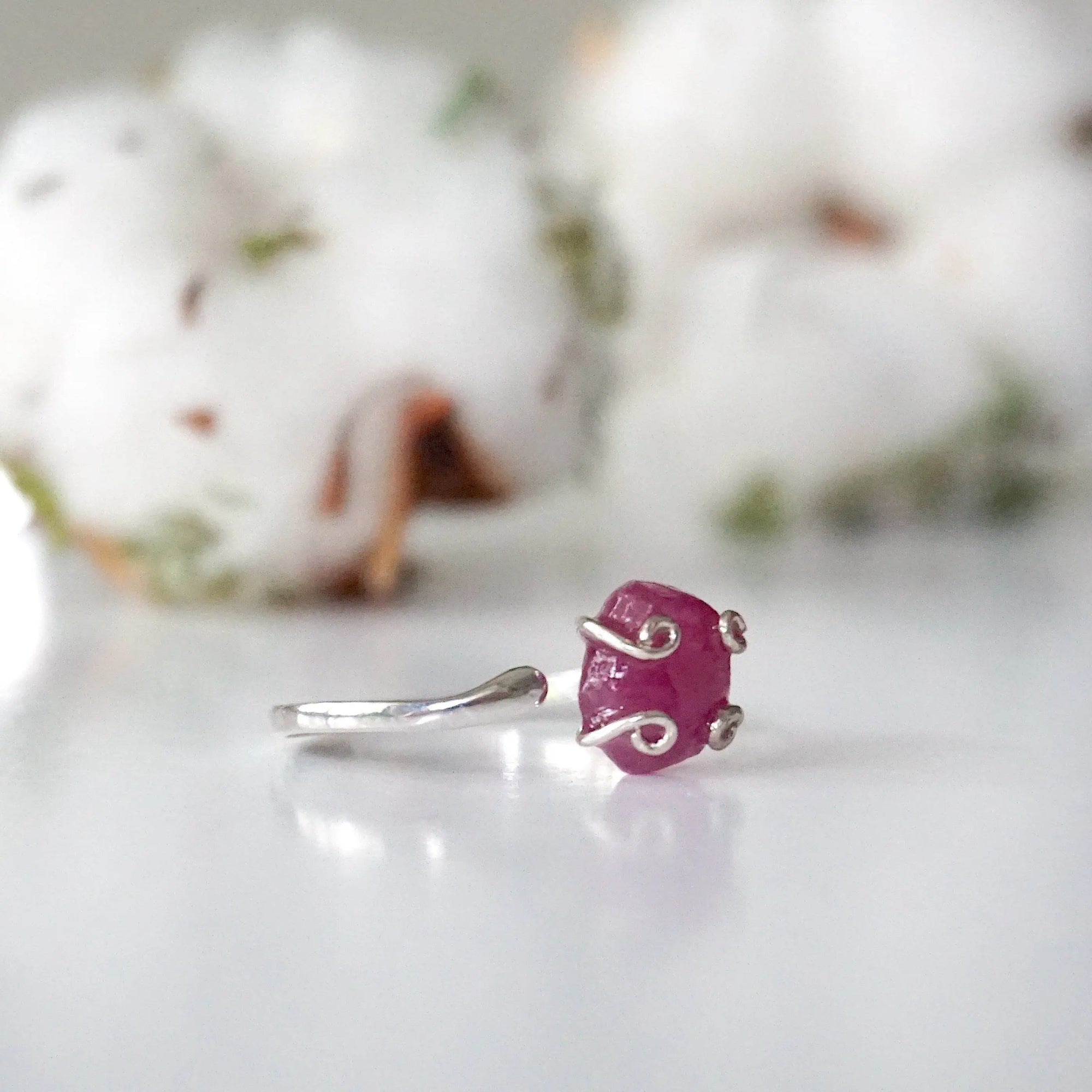 Raw Pink Ruby Ring - Sterling Silver DesignsbyNatureGems