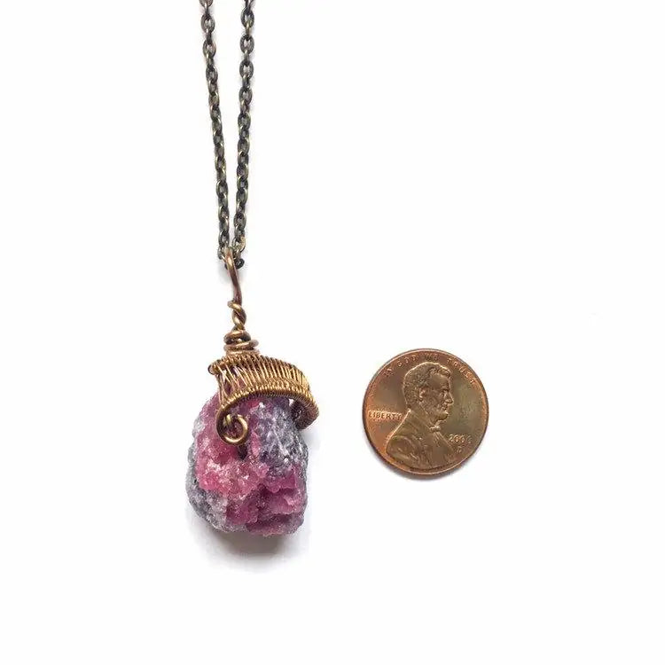 Raw Pink Tourmaline Necklace - October Birthstone DesignsbyNatureGems