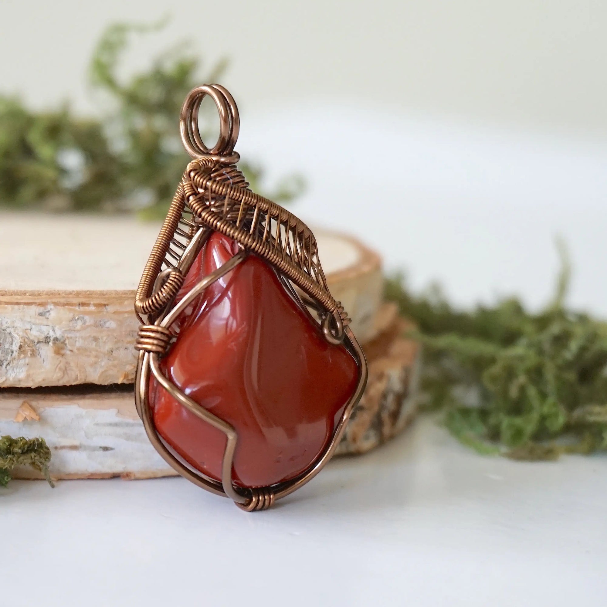 Raw Red Jasper Crystal Pendant - 24 Inch Necklace DesignsbyNatureGems